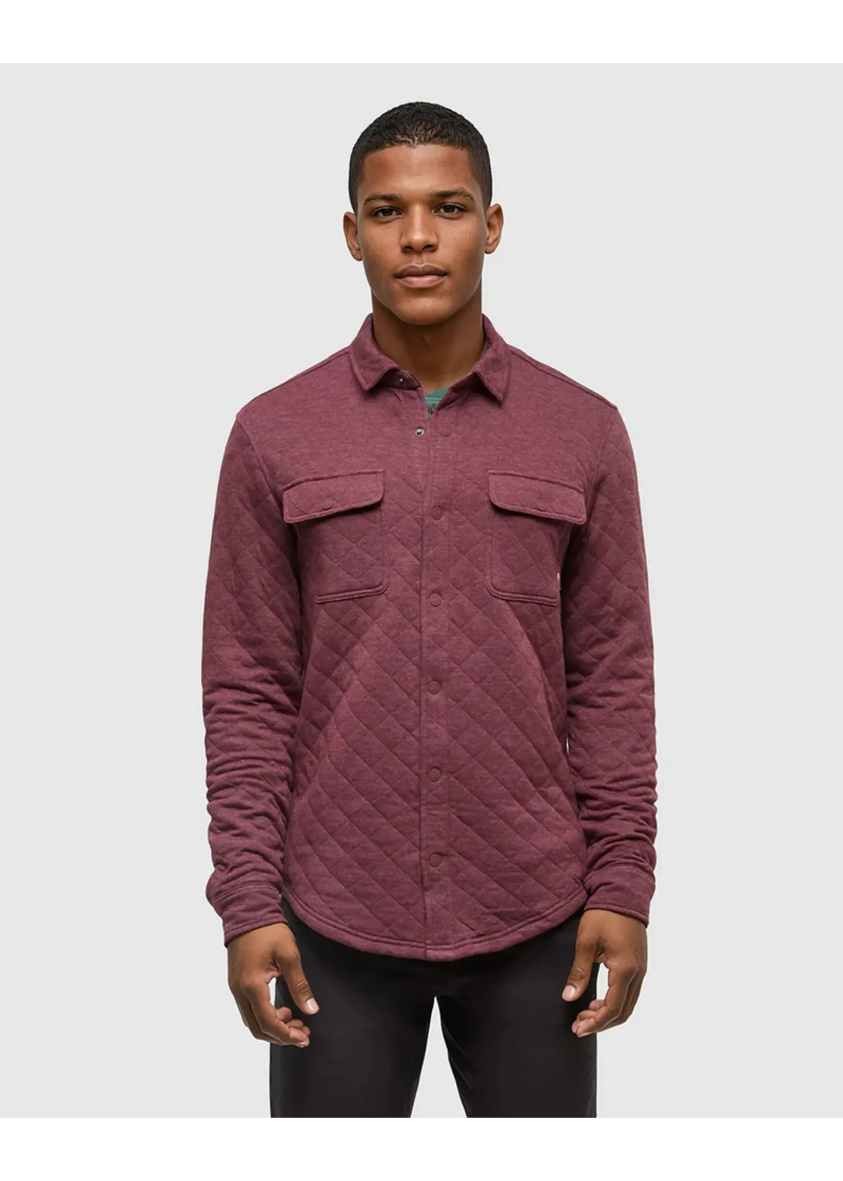Tentree Men's Quilted Colville Shacket (Deep Burgundy Heather - Large)