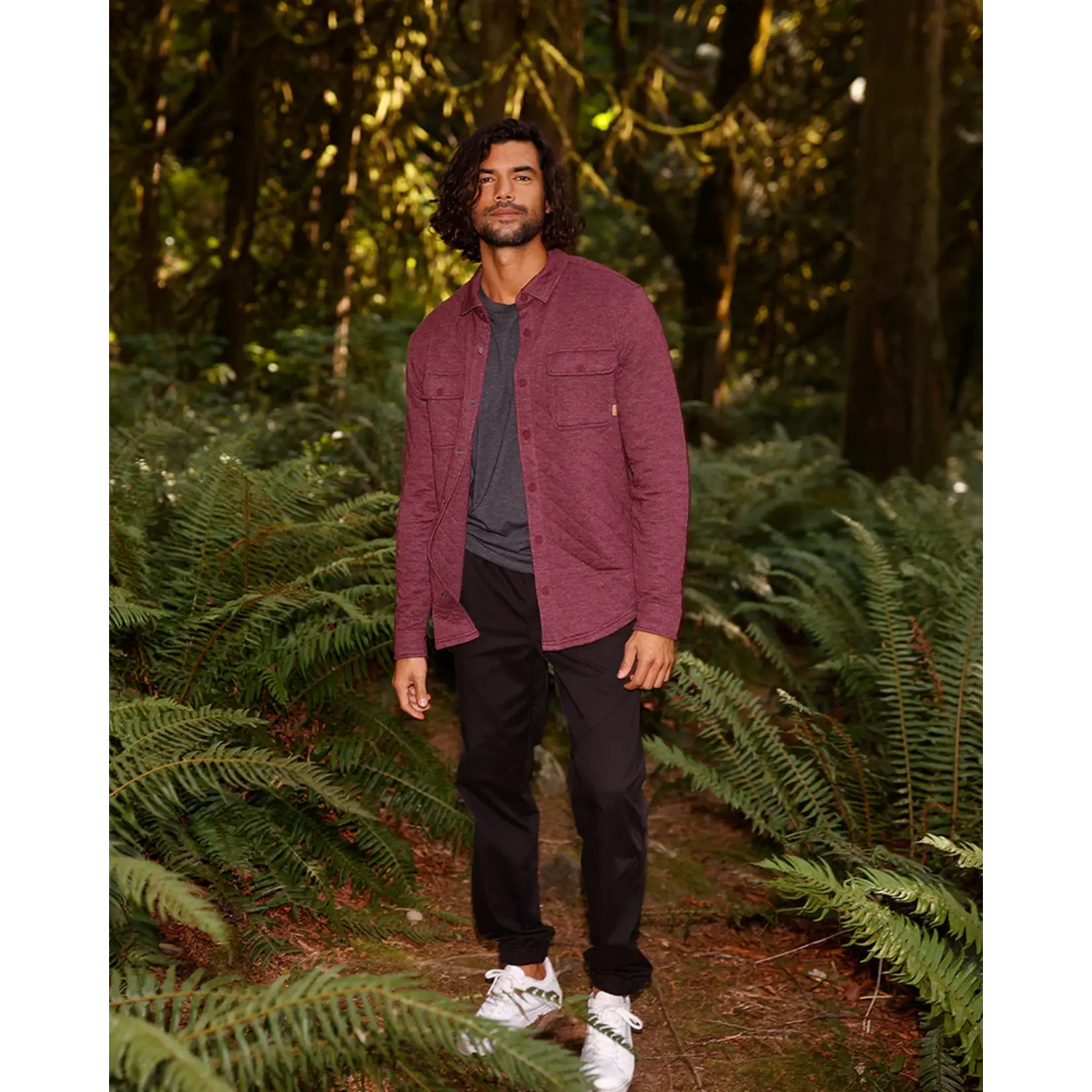 Tentree Men's Quilted Colville Shacket (Deep Burgundy Heather - Large)