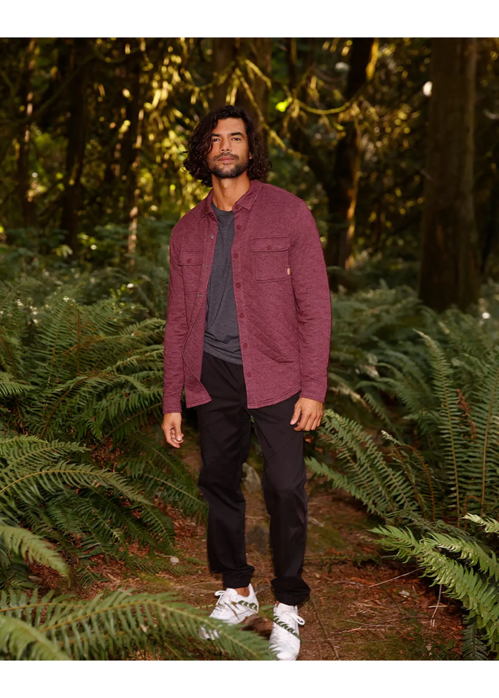 Tentree Men's Quilted Colville Shacket (Deep Burgundy Heather - Large)