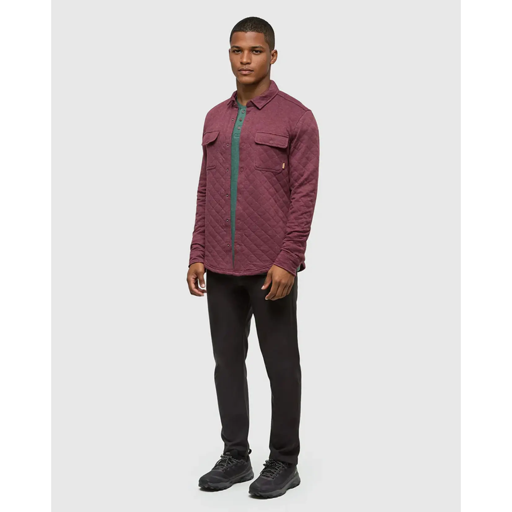 Tentree Men's Quilted Colville Shacket (Deep Burgundy Heather - Large)