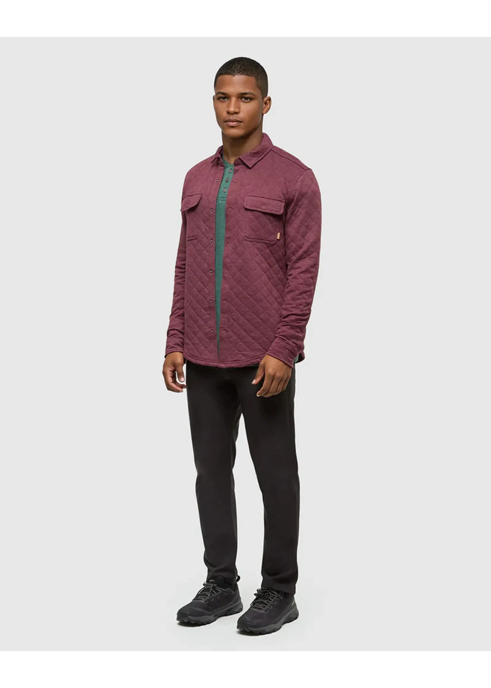 Tentree Men's Quilted Colville Shacket (Deep Burgundy Heather - Large)