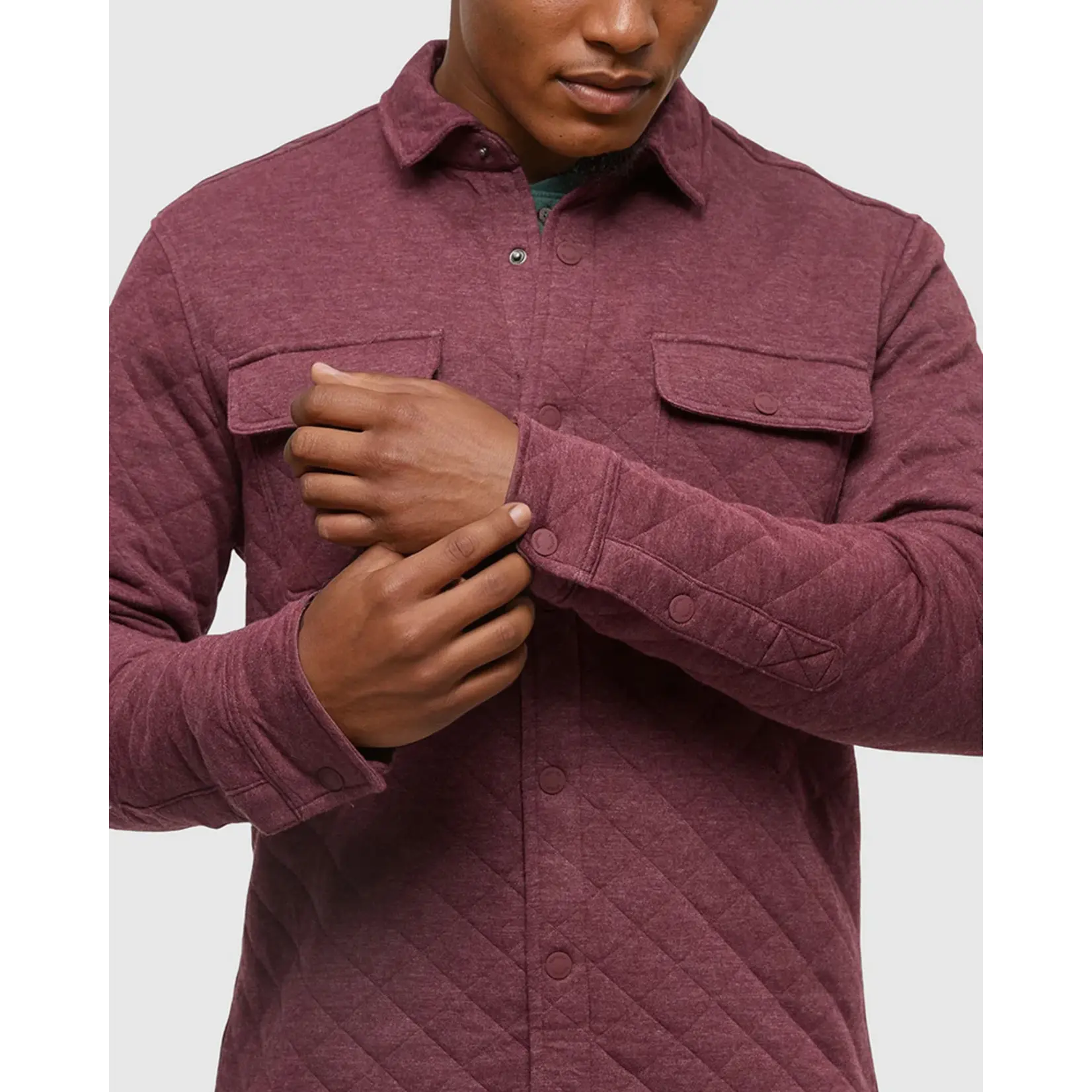 Tentree Men's Quilted Colville Shacket (Deep Burgundy Heather - Large)