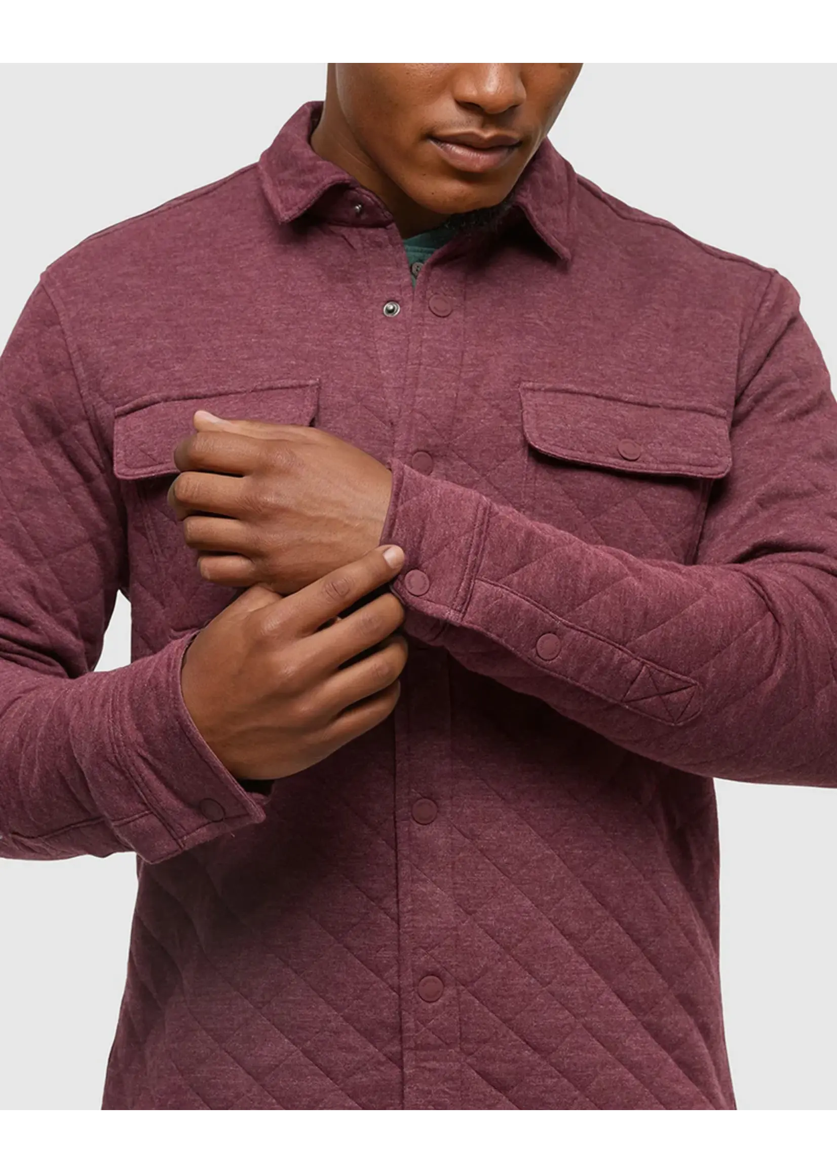 Tentree Men's Quilted Colville Shacket (Deep Burgundy Heather - Large)