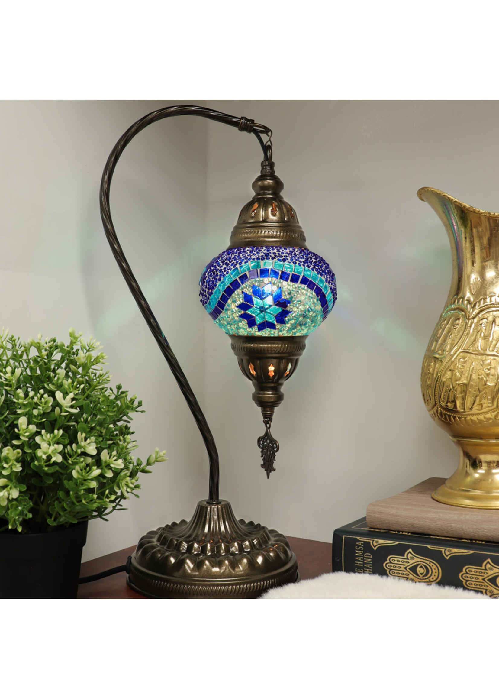 Nature's Artifacts Turkish Mosaic Swan Neck Lamp (Assorted)