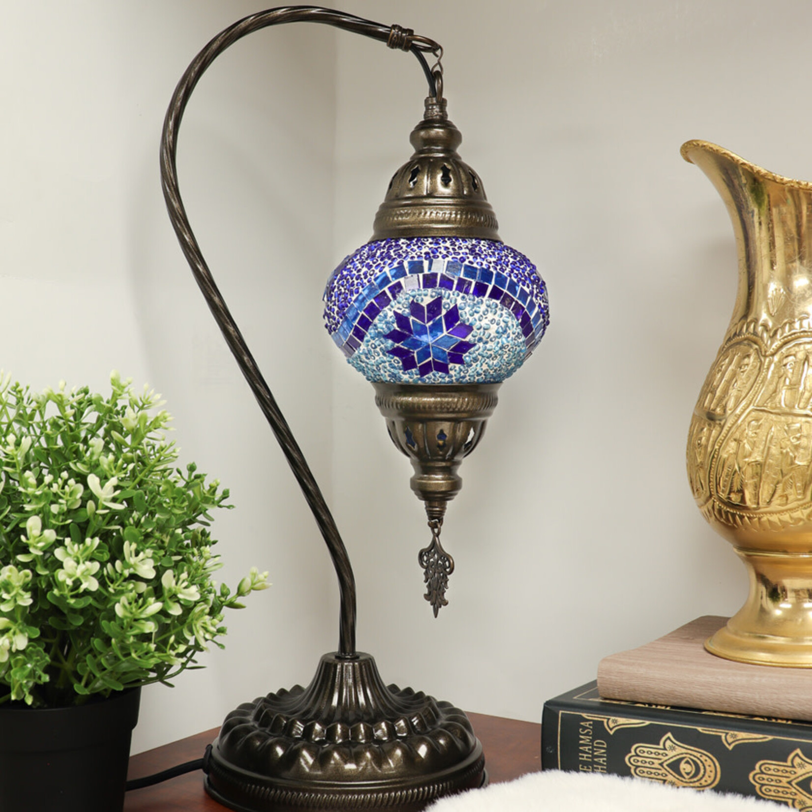 Nature's Artifacts Turkish Mosaic Swan Neck Lamp (Assorted)
