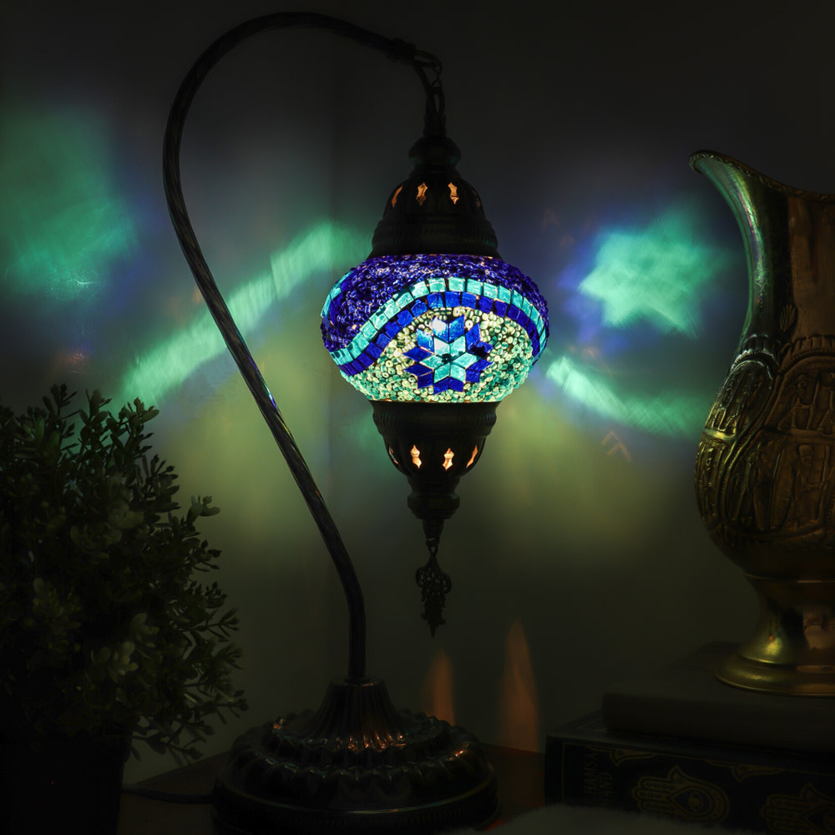 Nature's Artifacts Turkish Mosaic Swan Neck Lamp (Assorted)