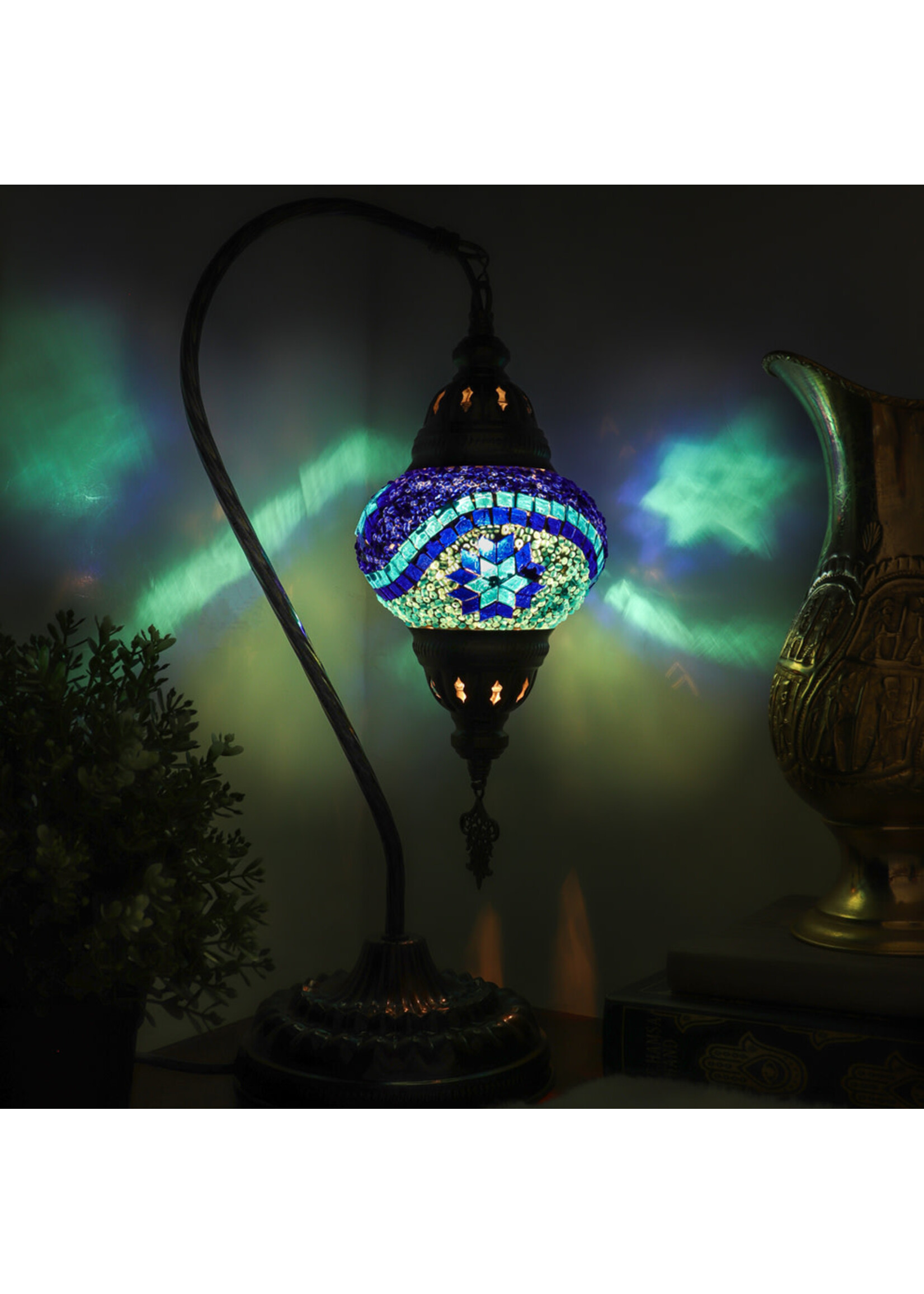 Nature's Artifacts Turkish Mosaic Swan Neck Lamp (Assorted)