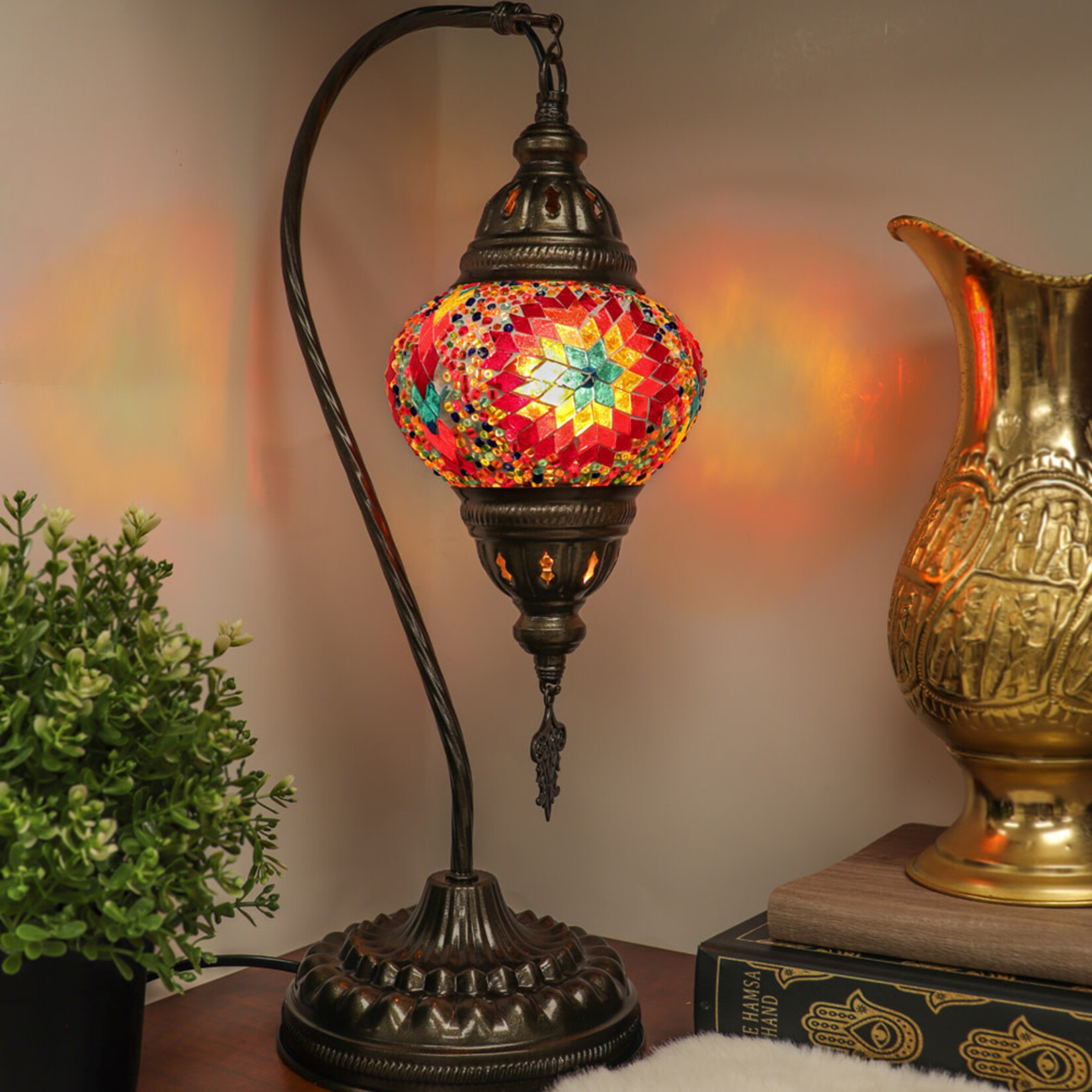 Nature's Artifacts Turkish Mosaic Swan Neck Lamp (Assorted)