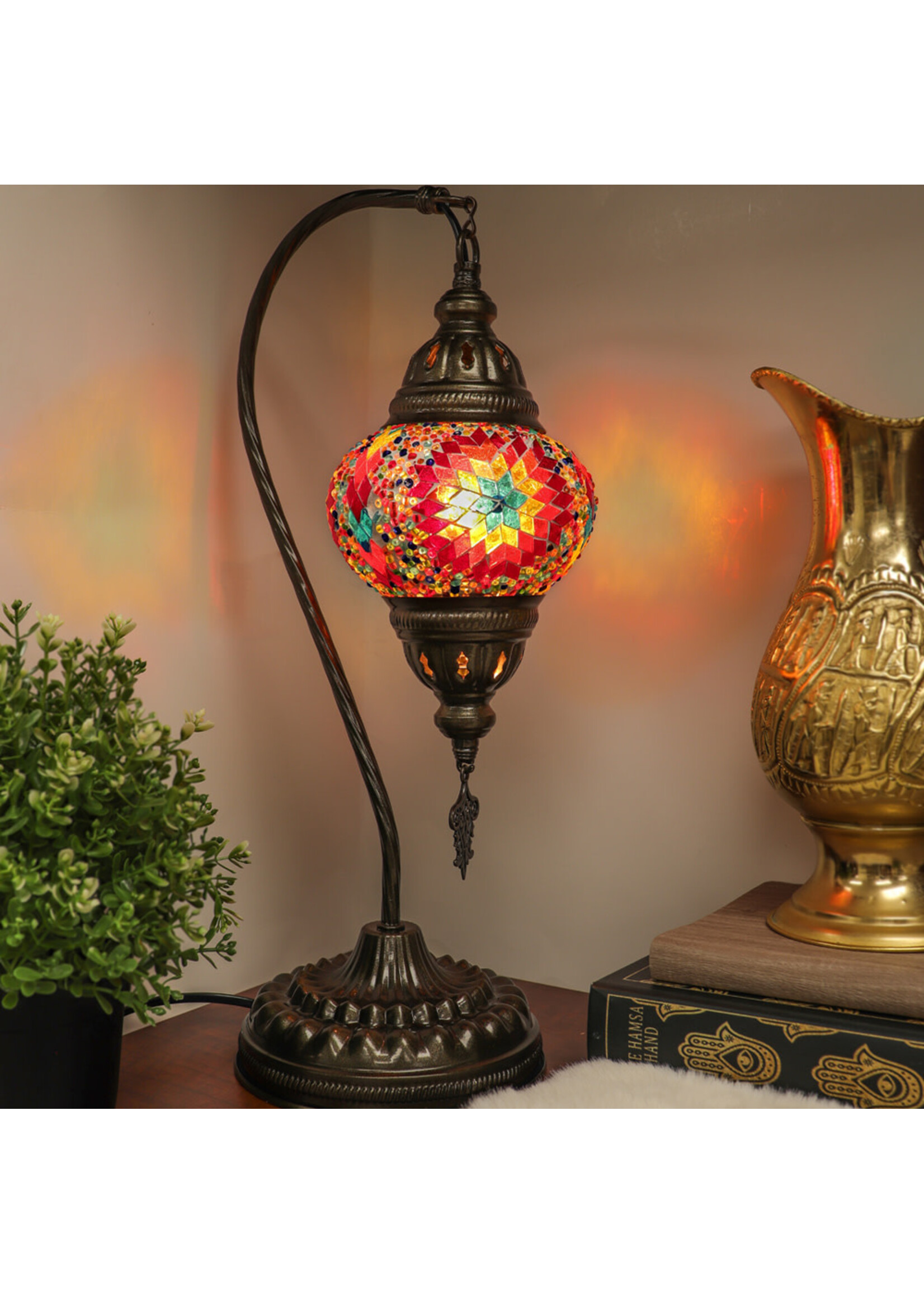 Nature's Artifacts Turkish Mosaic Swan Neck Lamp (Assorted)