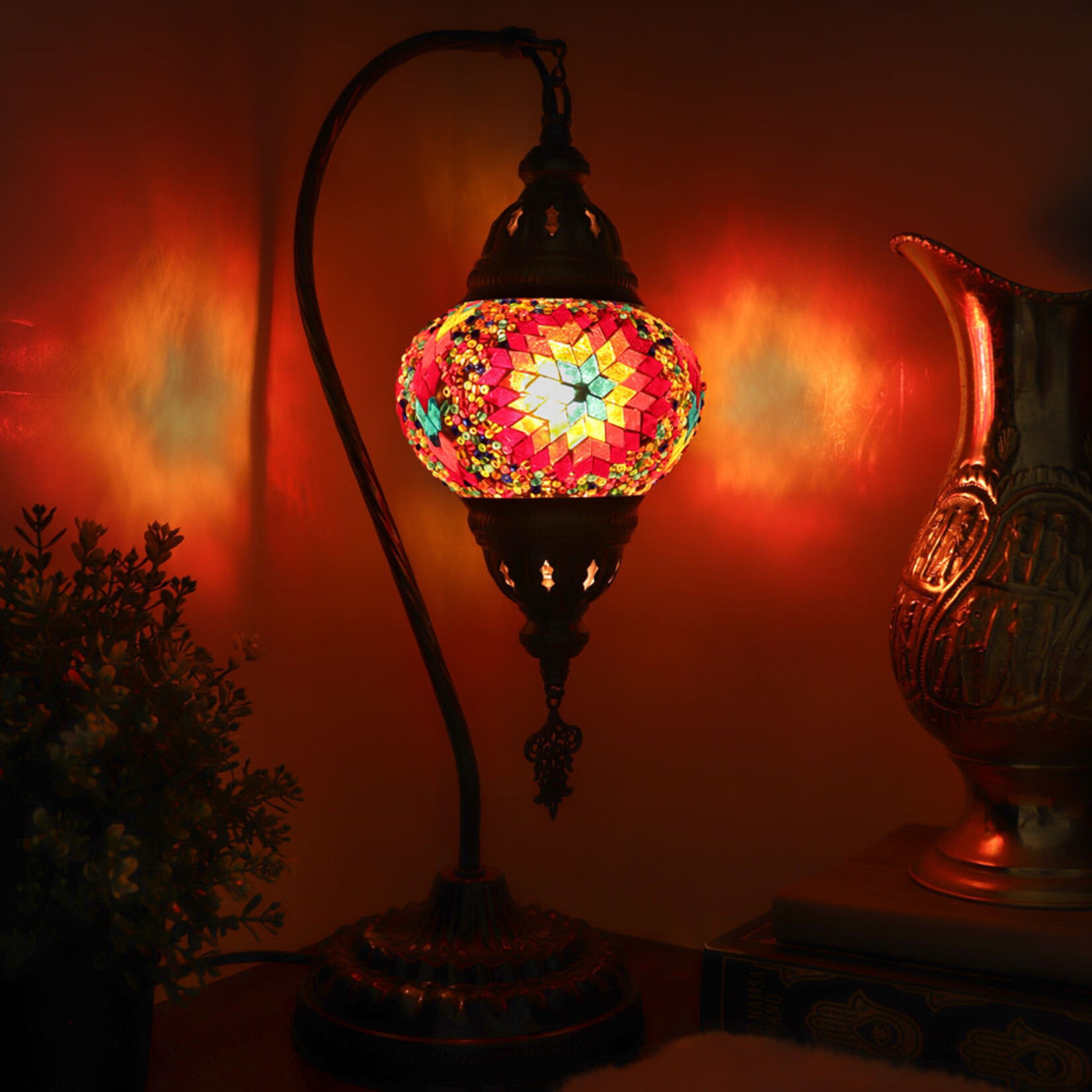 Nature's Artifacts Turkish Mosaic Swan Neck Lamp (Assorted)