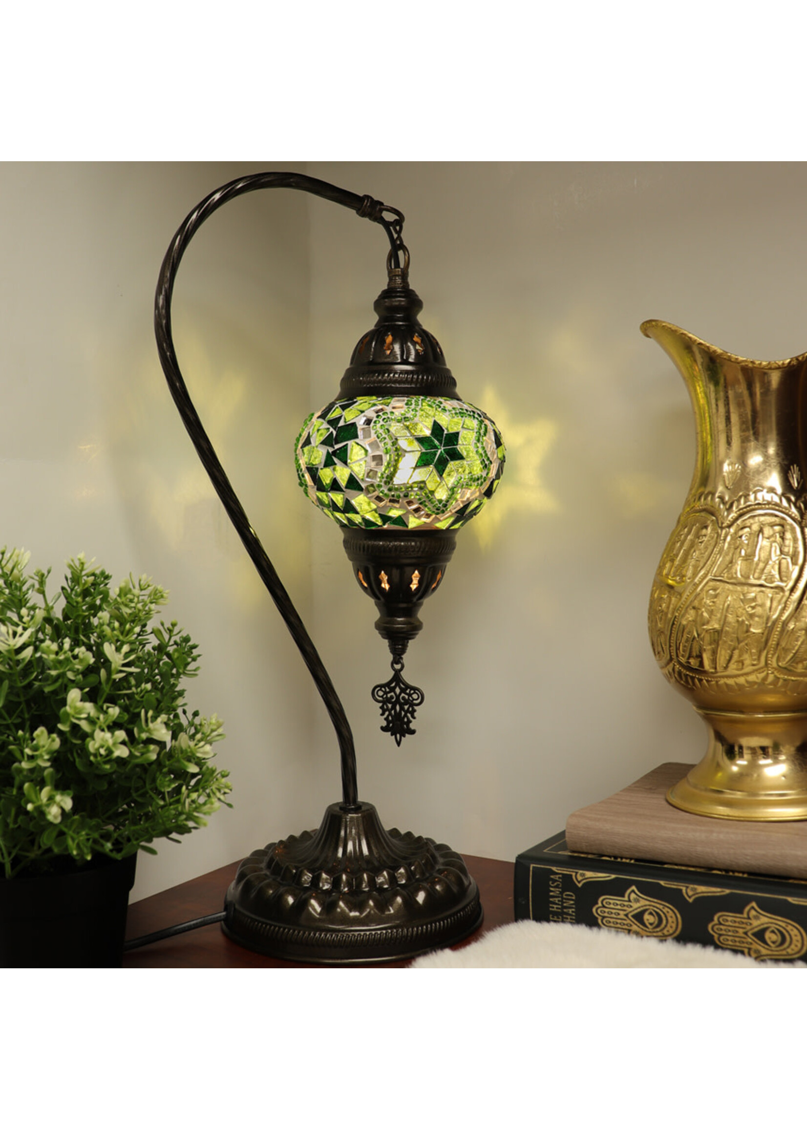 Nature's Artifacts Turkish Mosaic Swan Neck Lamp (Assorted)