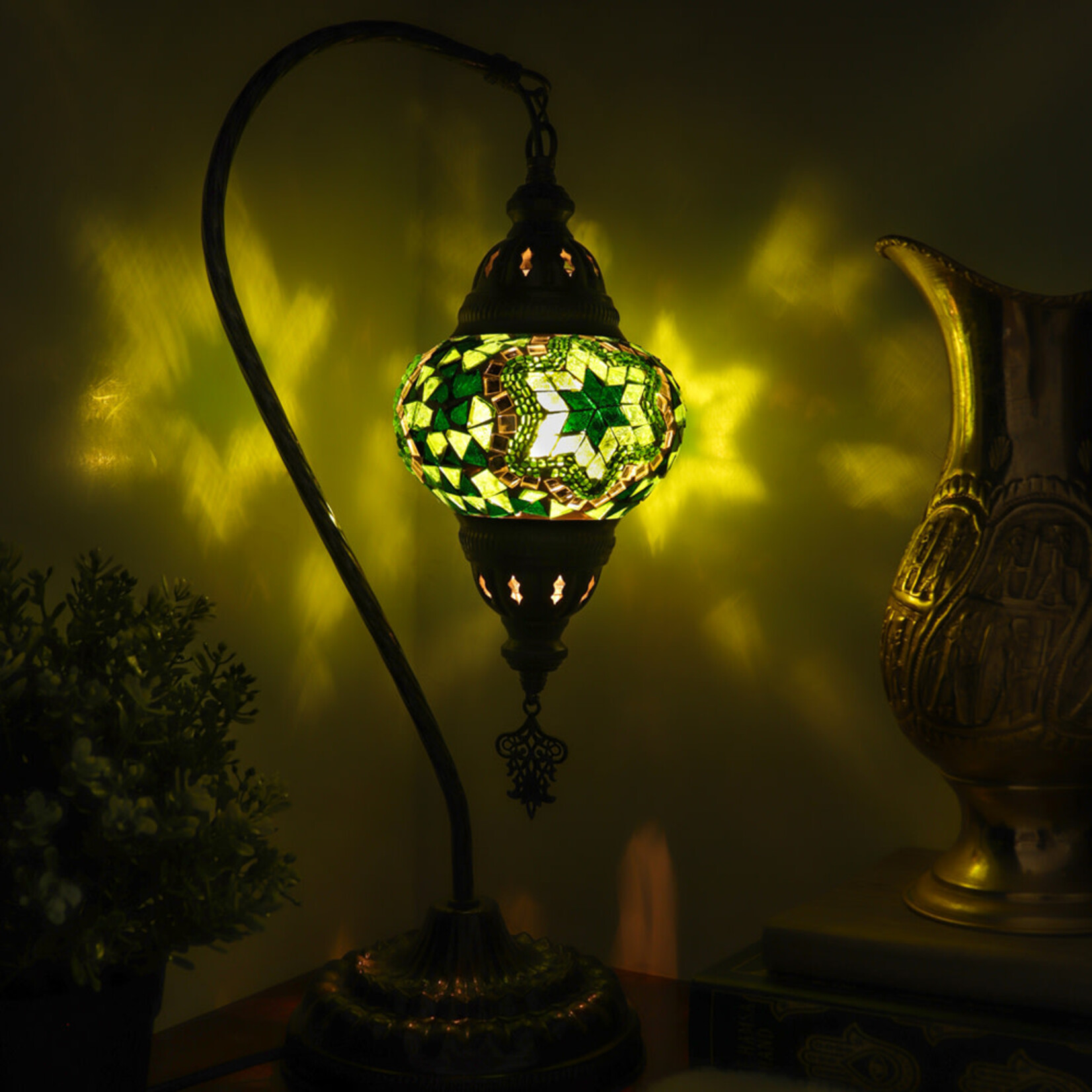 Nature's Artifacts Turkish Mosaic Swan Neck Lamp (Assorted)