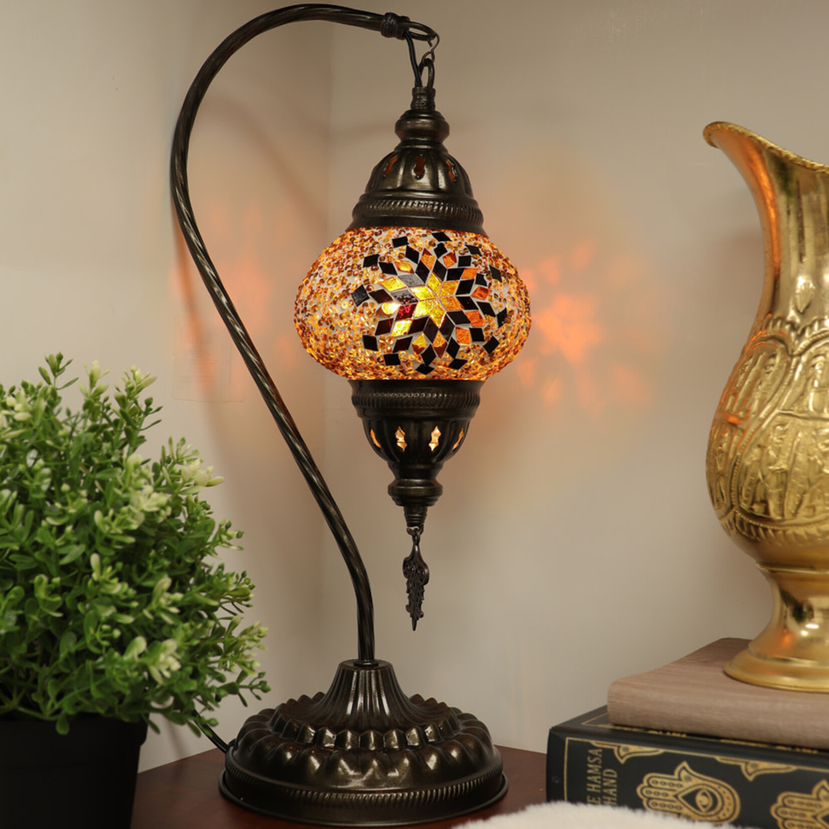 Nature's Artifacts Turkish Mosaic Swan Neck Lamp (Assorted)