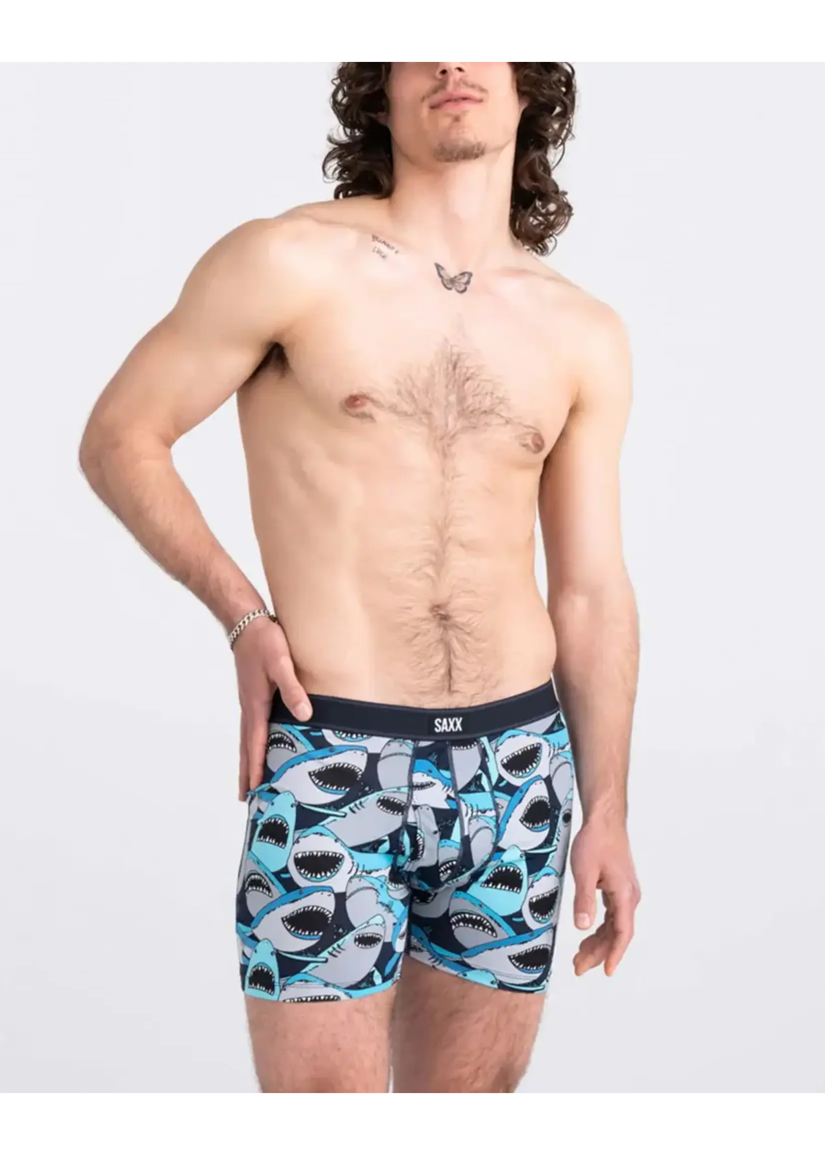 SAXX Underwear SXBB11F - Daytripper Boxer Brief with Fly (Shark Tank/Camo Navy)
