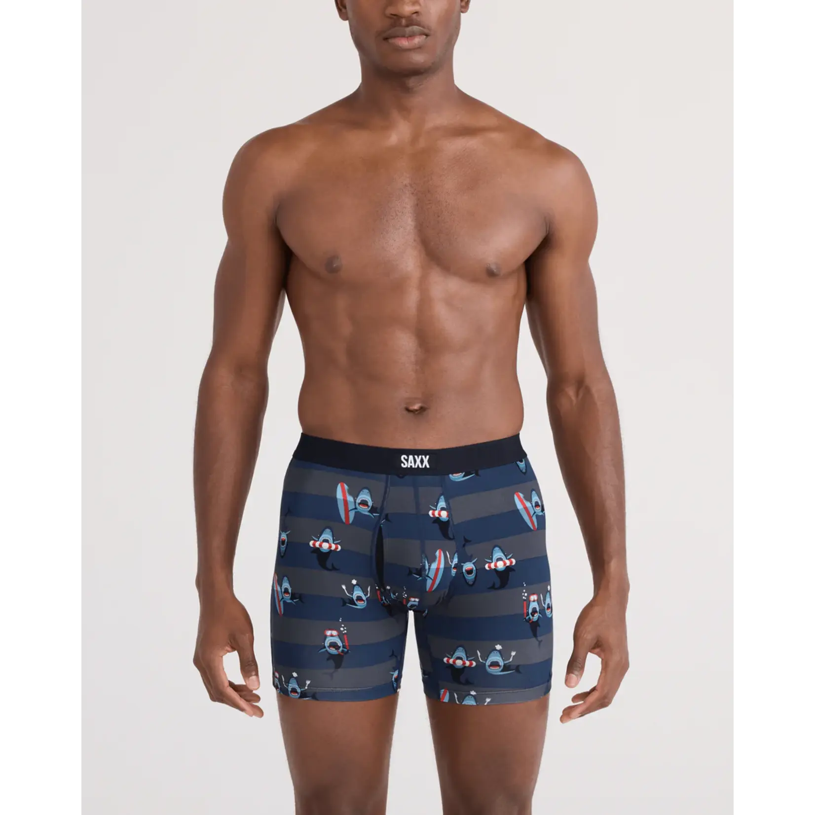 SAXX Underwear SXVX24F-SHK - Vibe XTRA Boxer Brief with Fly (Shark Bite/Navy)
