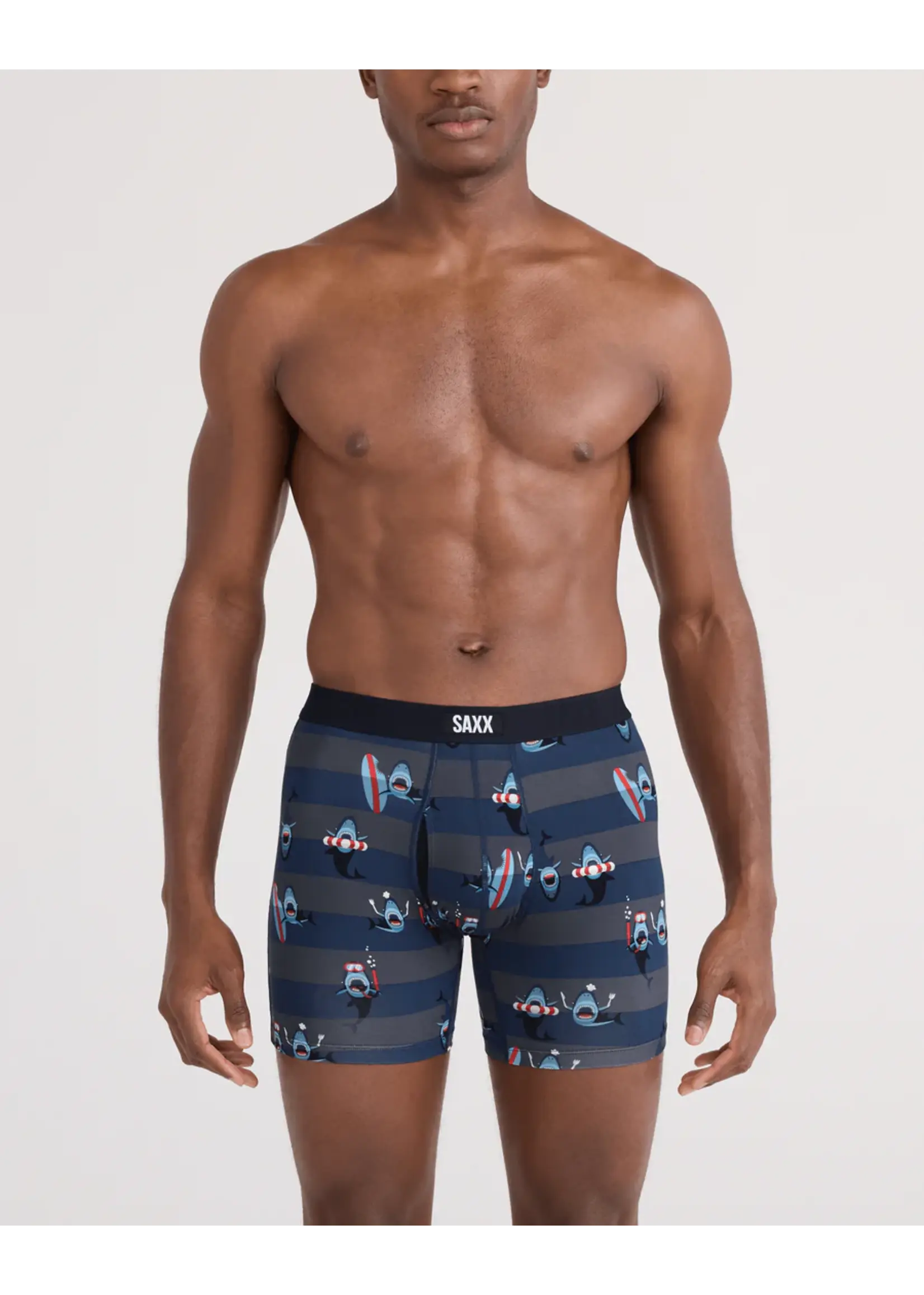 SAXX Underwear SXVX24F-SHK - Vibe XTRA Boxer Brief with Fly (Shark Bite/Navy)