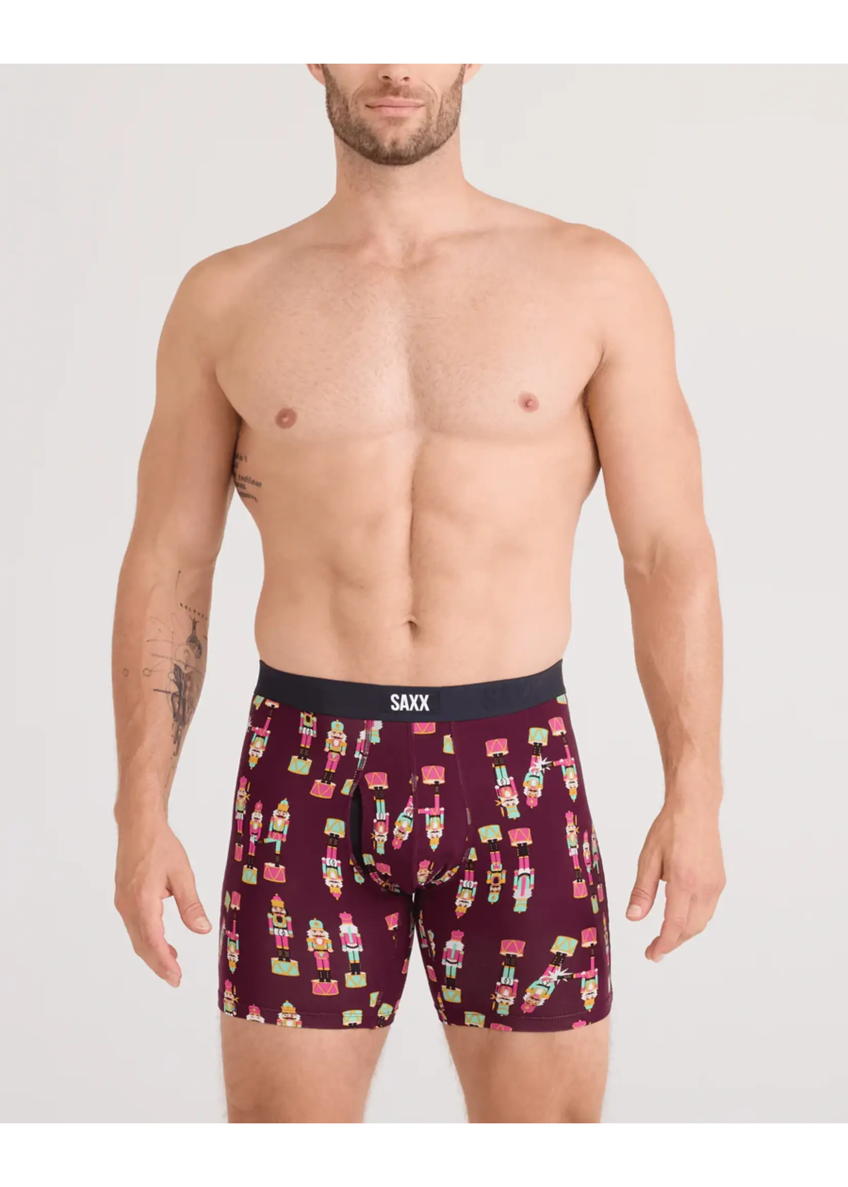 SAXX Underwear SXVX24F-NTM - Vibe XTRA Boxer Brief with Fly (Nutcracker/Maroon)