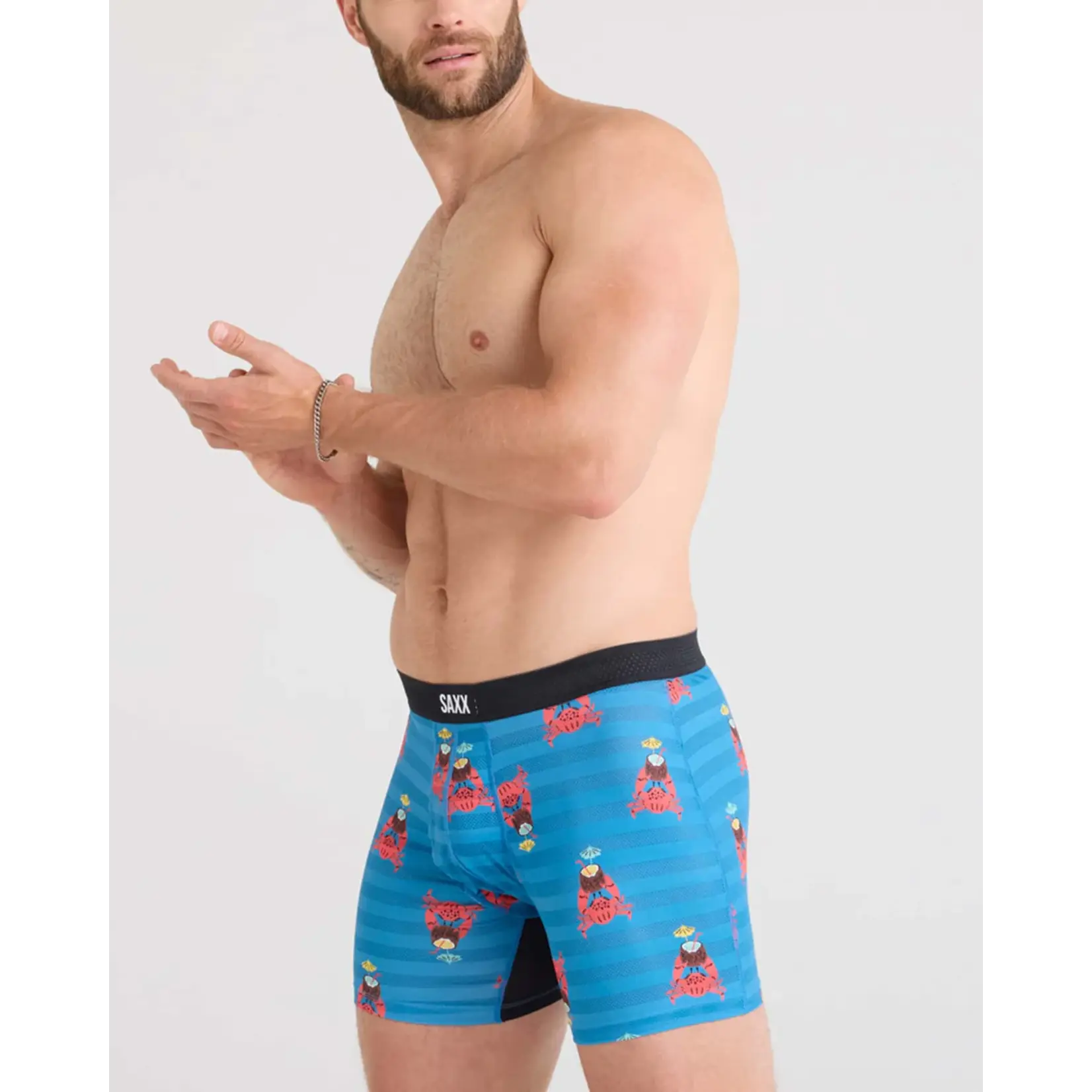 SAXX Underwear SXBB09F-CCB - Droptemp Cool Mesh Boxer Brief (Crab Cocktail/Blue)