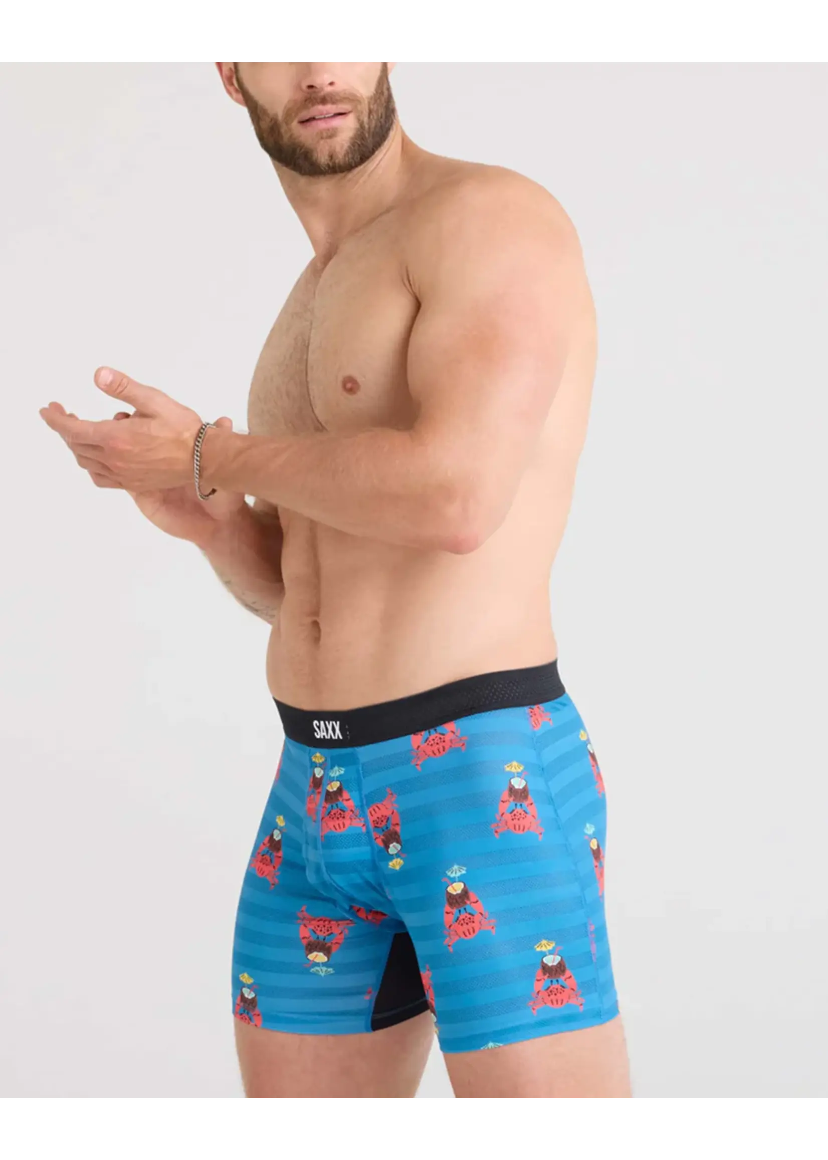 SAXX Underwear SXBB09F-CCB - Droptemp Cool Mesh Boxer Brief (Crab Cocktail/Blue)