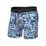 SAXX Underwear QT Quick Dry Mesh Boxer Brief with Fly (Winter Angler/Blue)