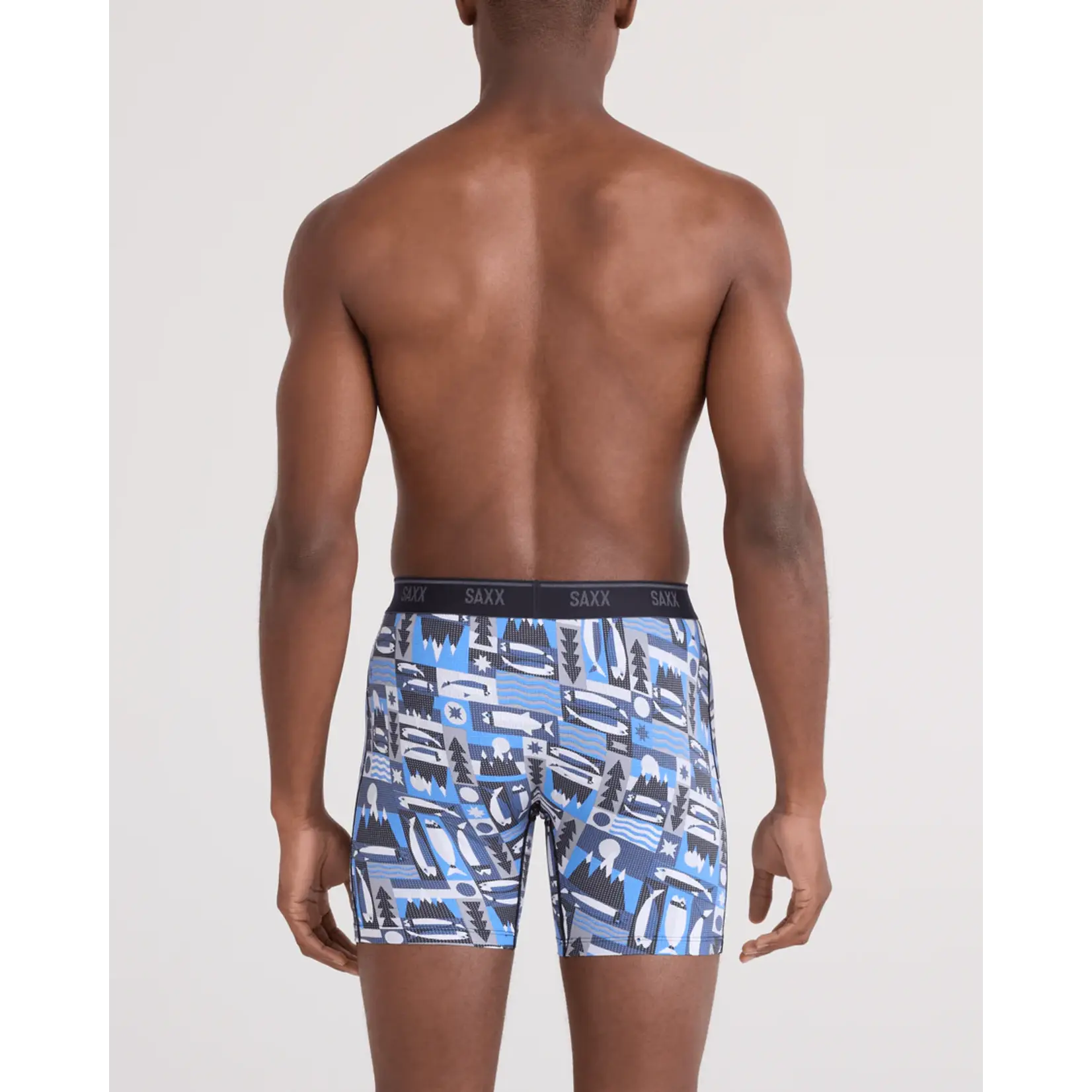 SAXX Underwear QT Quick Dry Mesh Boxer Brief with Fly (Winter Angler/Blue)