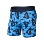 SAXX Underwear DropTemp Cooling Cotton Boxer Brief with Fly (La Sirena/Blue)