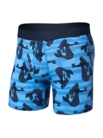 SAXX Underwear DropTemp Cooling Cotton Boxer Brief with Fly (La Sirena/Blue)