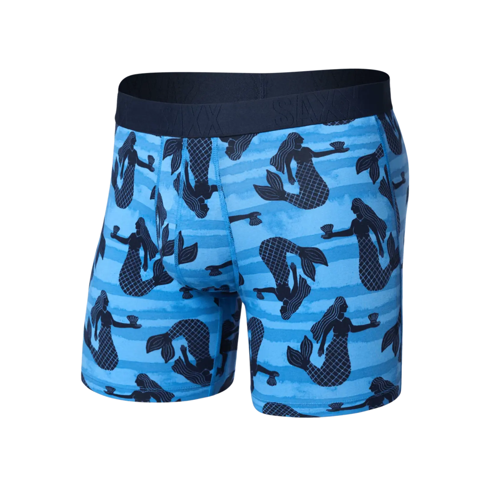 SAXX Underwear SXBB86F-LSB - DropTemp Cooling Cotton Boxer Brief with Fly (La Sirena/Blue)
