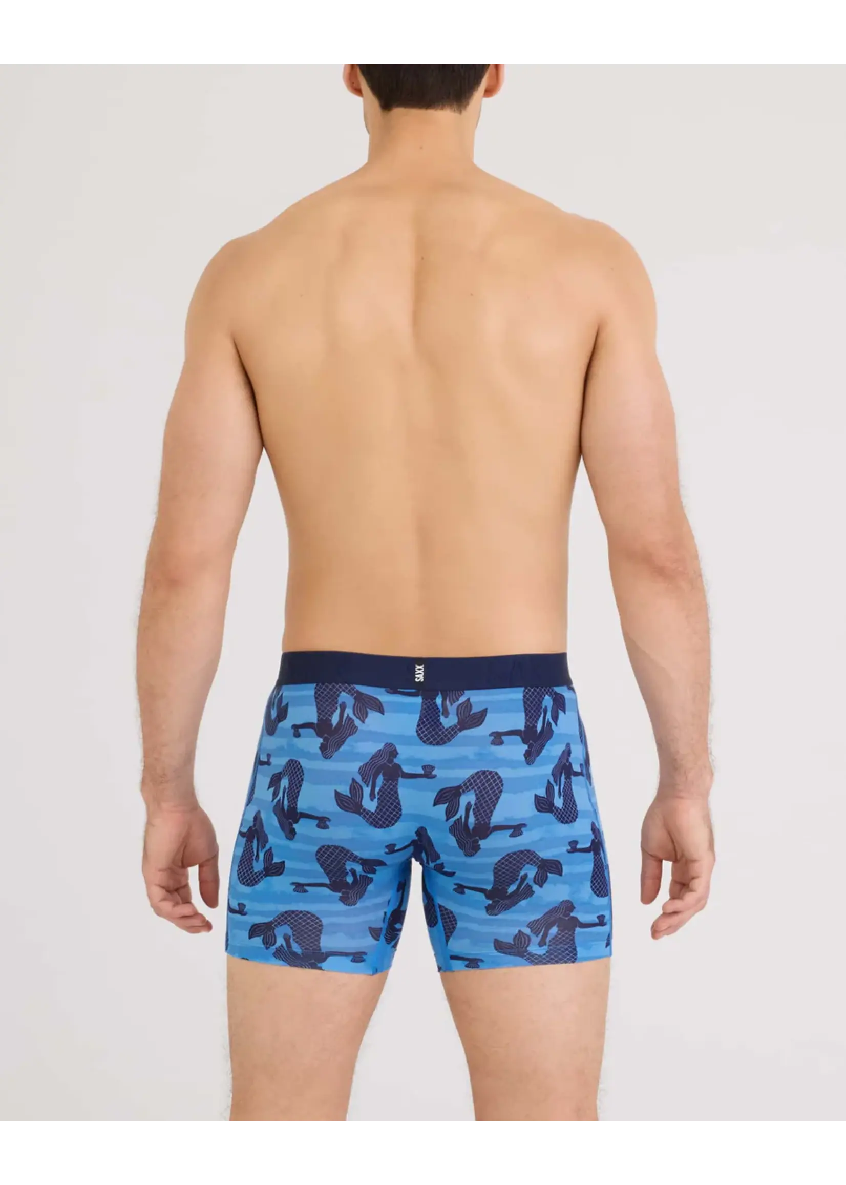 SAXX Underwear SXBB86F-LSB - DropTemp Cooling Cotton Boxer Brief with Fly (La Sirena/Blue)