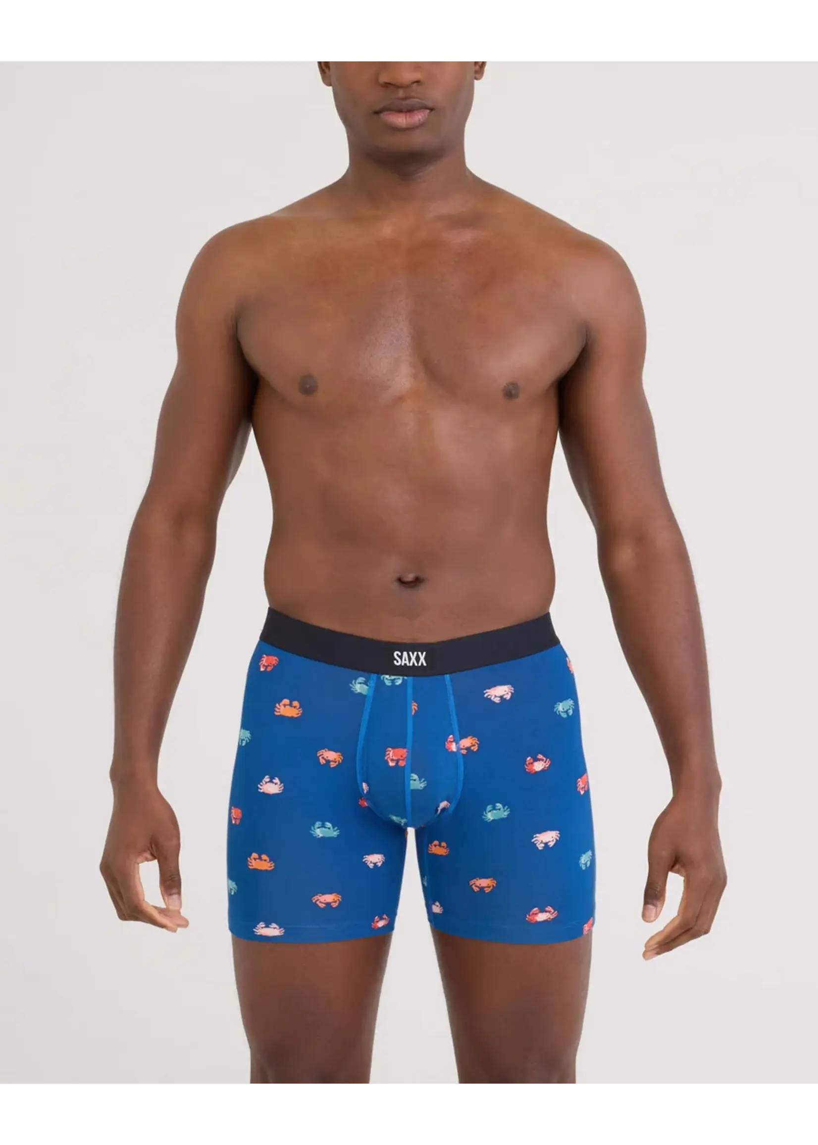 SAXX Underwear SXVX24F-CBN - Vibe XTRA Soft Comfort Boxer Brief with Fly (Crab Boil/Navy Dawn)