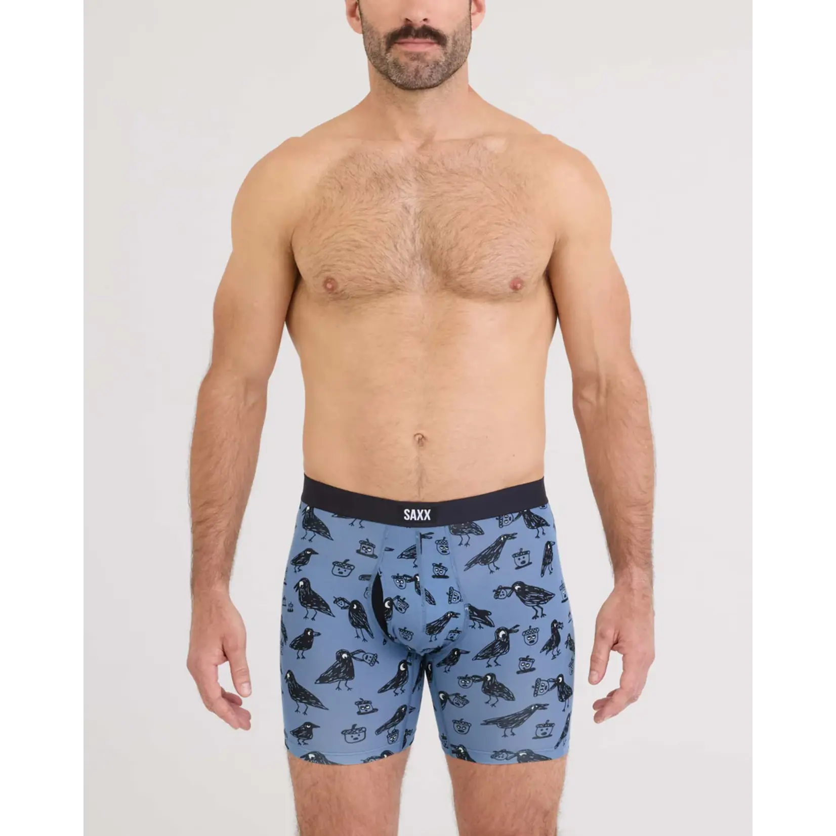 SAXX Underwear SXVX24F-PTN - Vibe XTRA Soft Comfort Boxer Brief with Fly (Protect the Nuts/Blue Horizon)