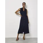 Apricot Clothing Sleeveless Belted Linen Mix Shirt Midi Dress