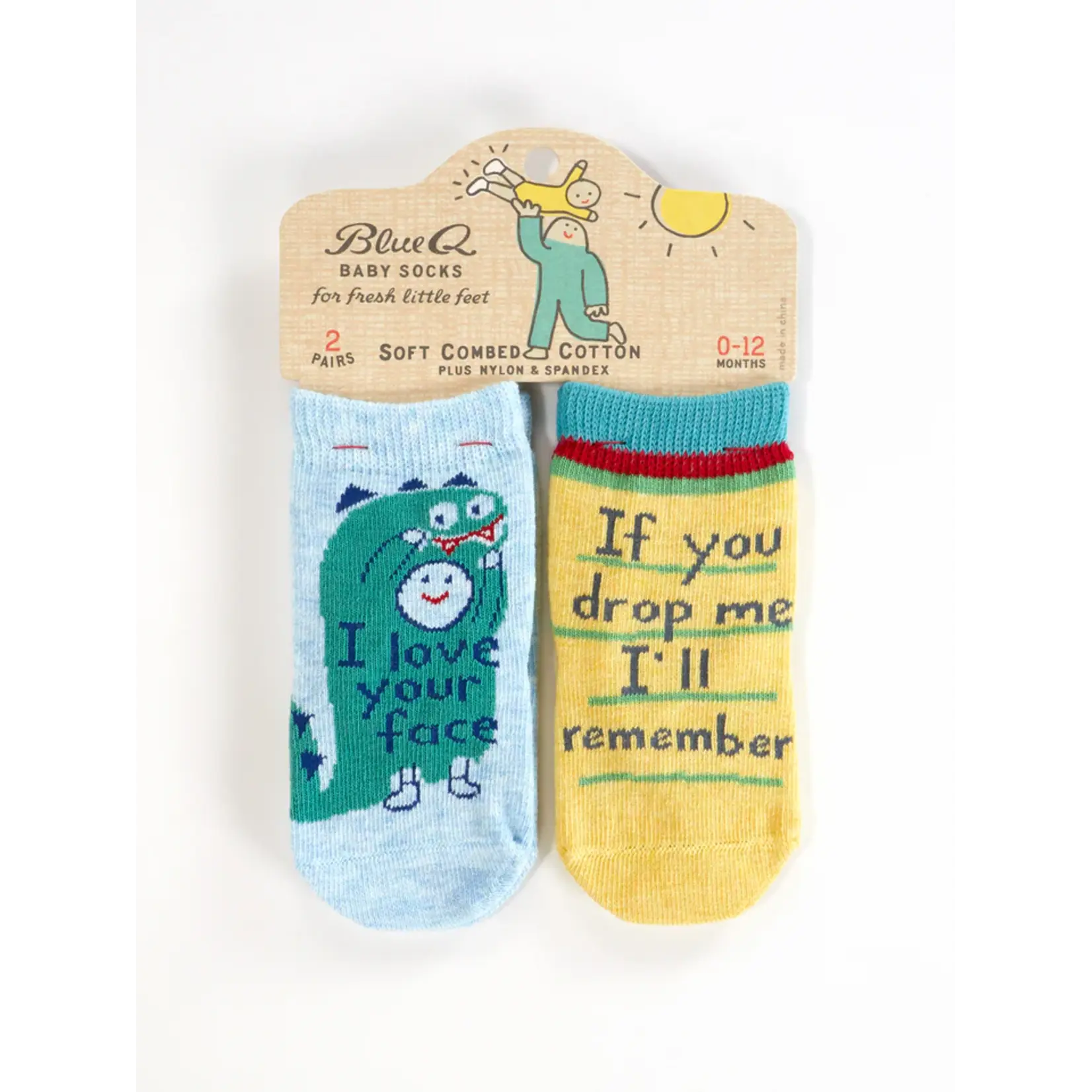 Blue Q I Love Your Face/ If You Drop Me I'll Remember Baby Socks