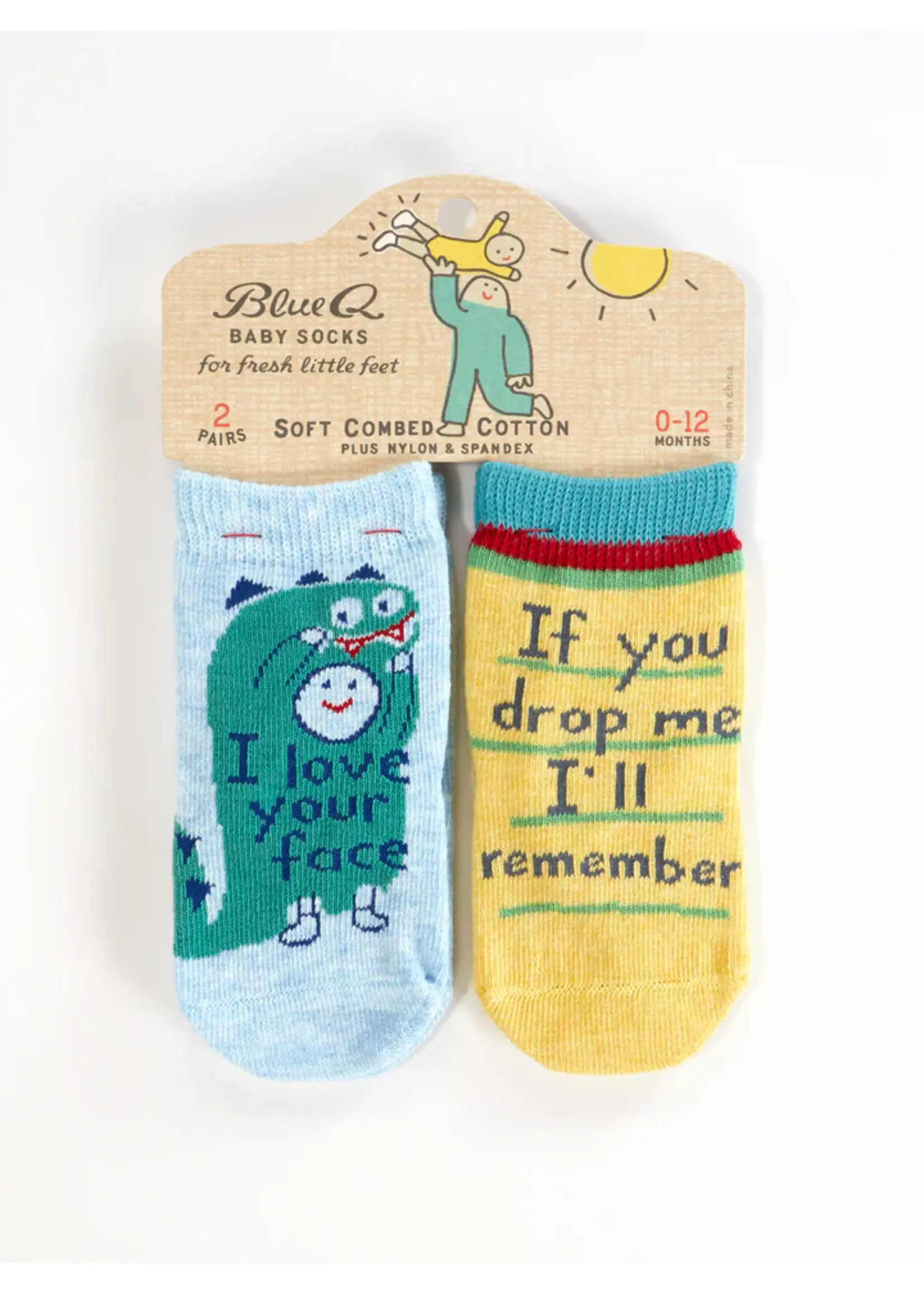 Blue Q I Love Your Face/ If You Drop Me I'll Remember Baby Socks
