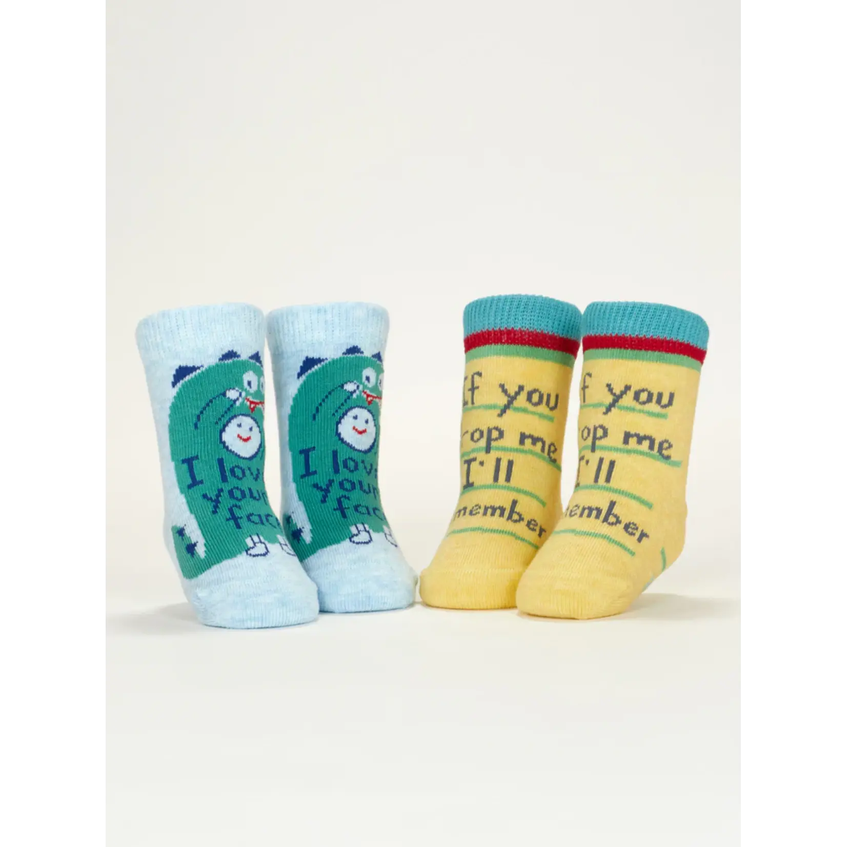 Blue Q I Love Your Face/ If You Drop Me I'll Remember Baby Socks