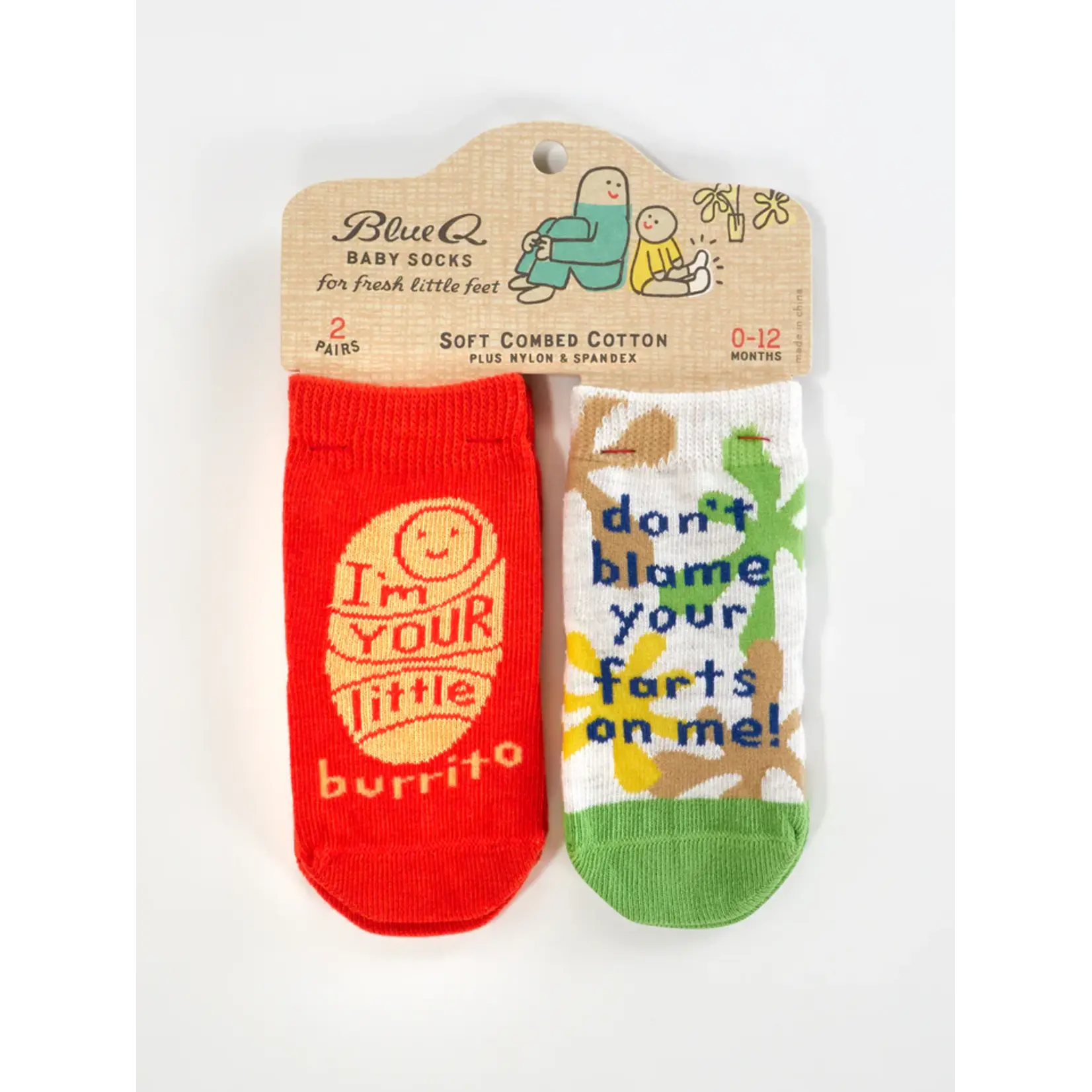 Blue Q I'm Your Little Burrito/ Don't Blame Your Farts On Me Baby Socks