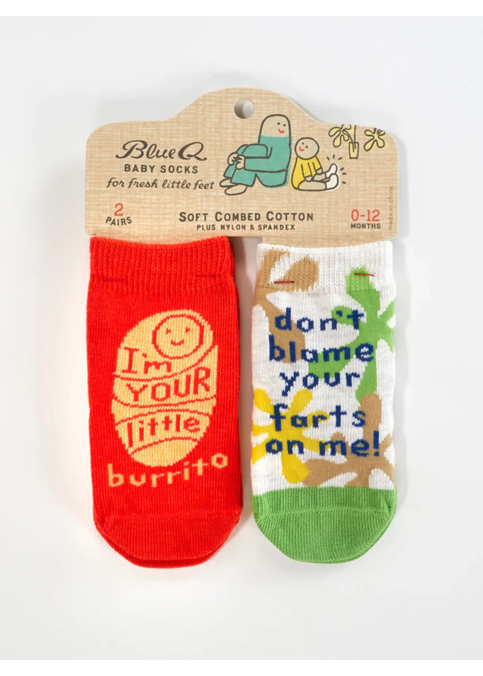 Blue Q I'm Your Little Burrito/ Don't Blame Your Farts On Me Baby Socks