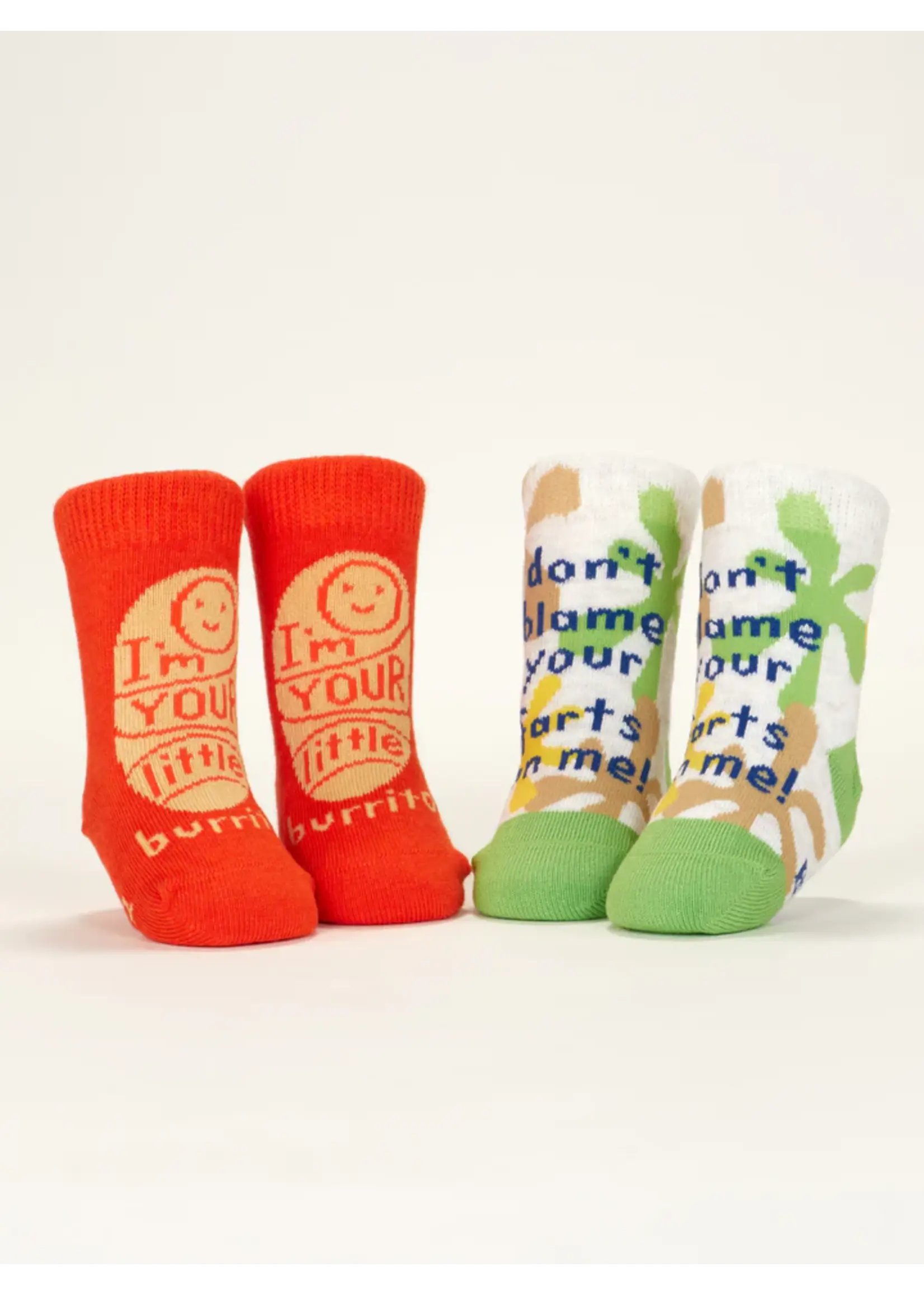 Blue Q I'm Your Little Burrito/ Don't Blame Your Farts On Me Baby Socks