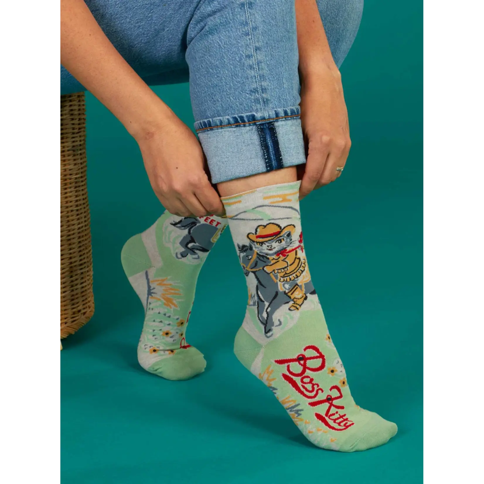 Blue Q Boss Kitty Women's Crew Socks