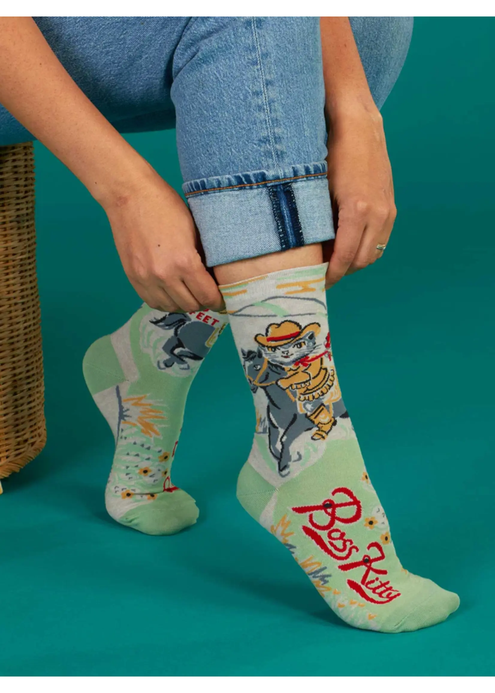 Blue Q Boss Kitty Women's Crew Socks