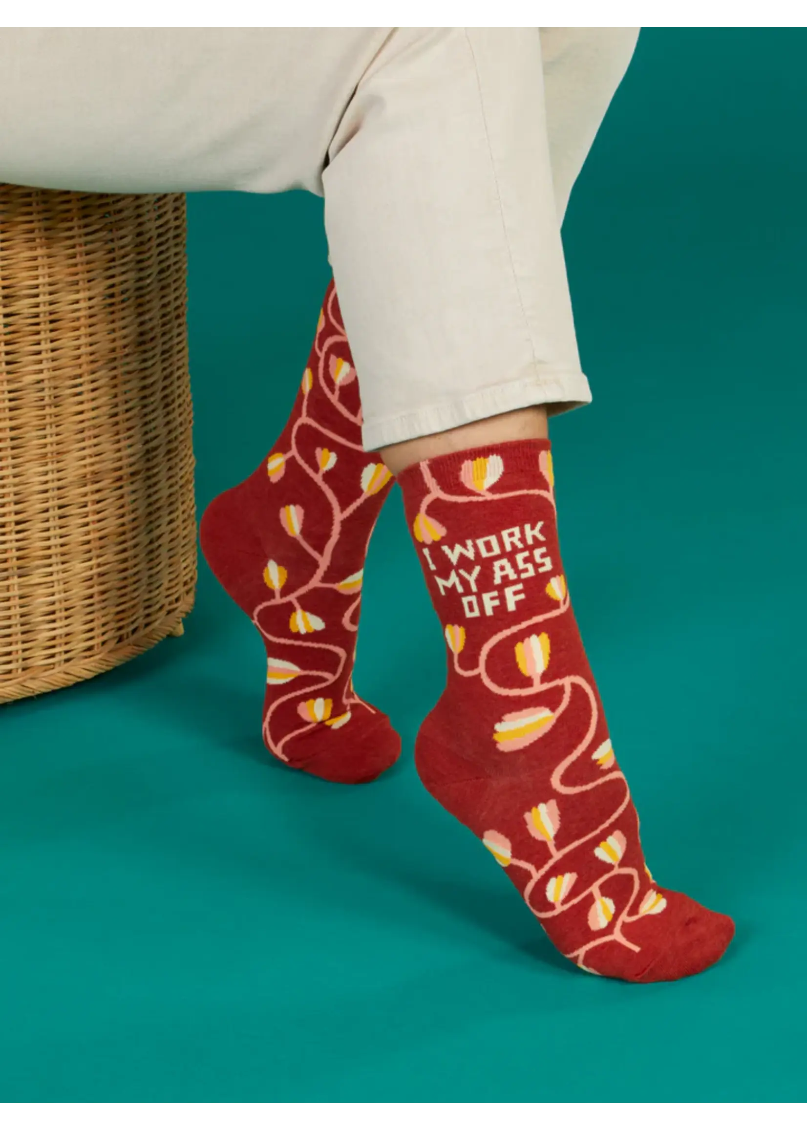 Blue Q I Work My Ass Off Women's Crew Socks