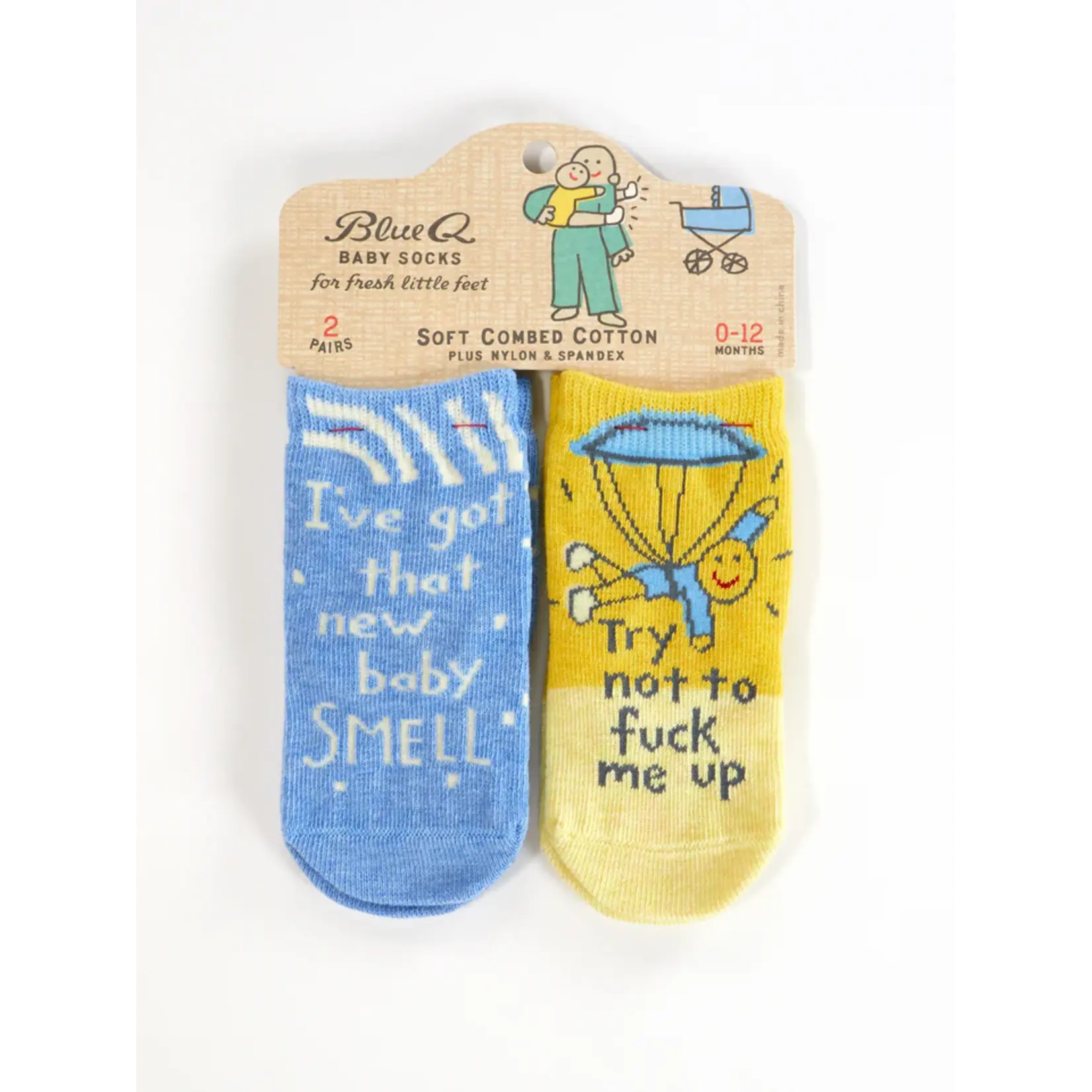 Blue Q I've Got That New Baby Smell/ Try Not To F+ck Me Up Baby Socks
