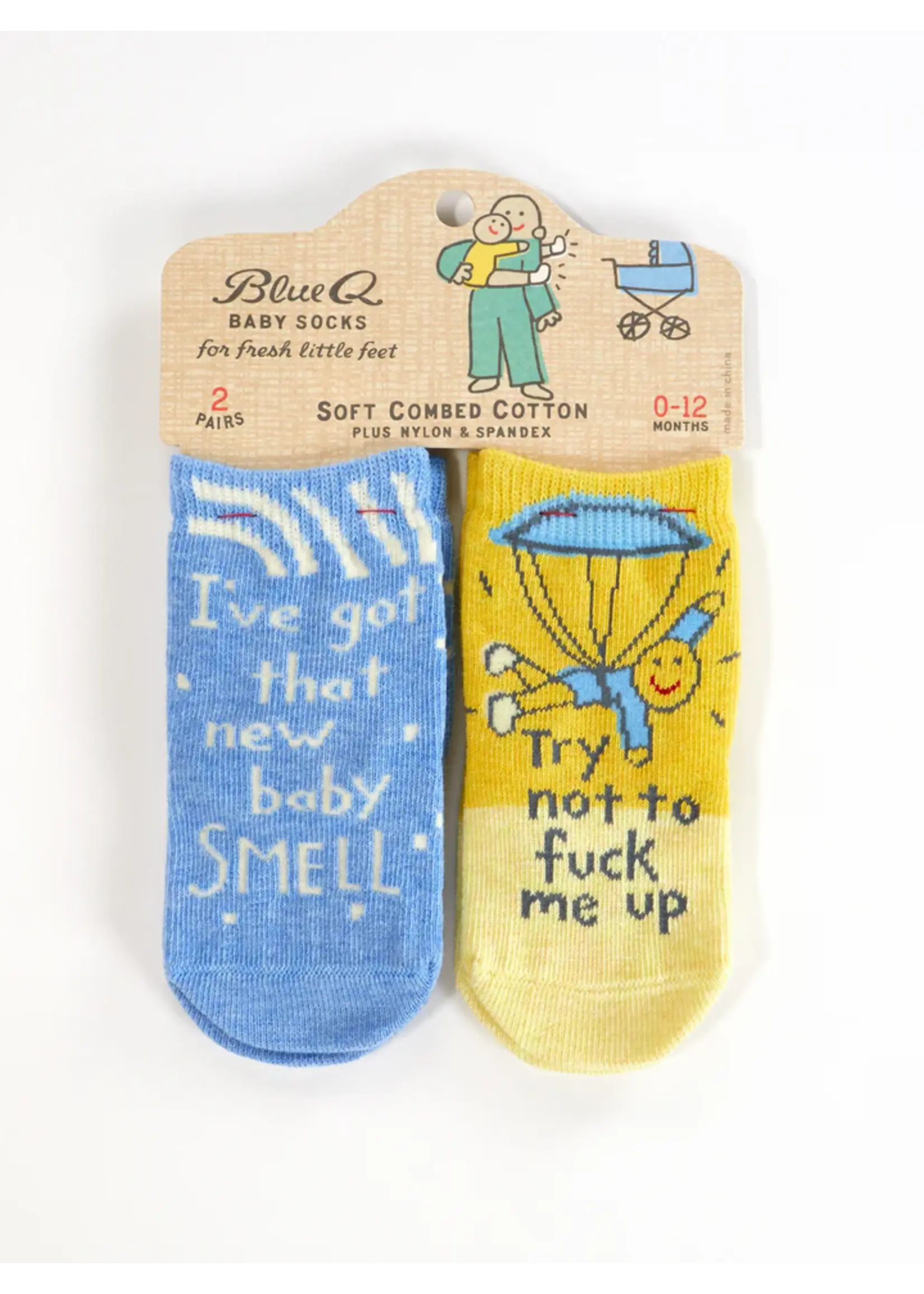 Blue Q I've Got That New Baby Smell/ Try Not To F+ck Me Up Baby Socks