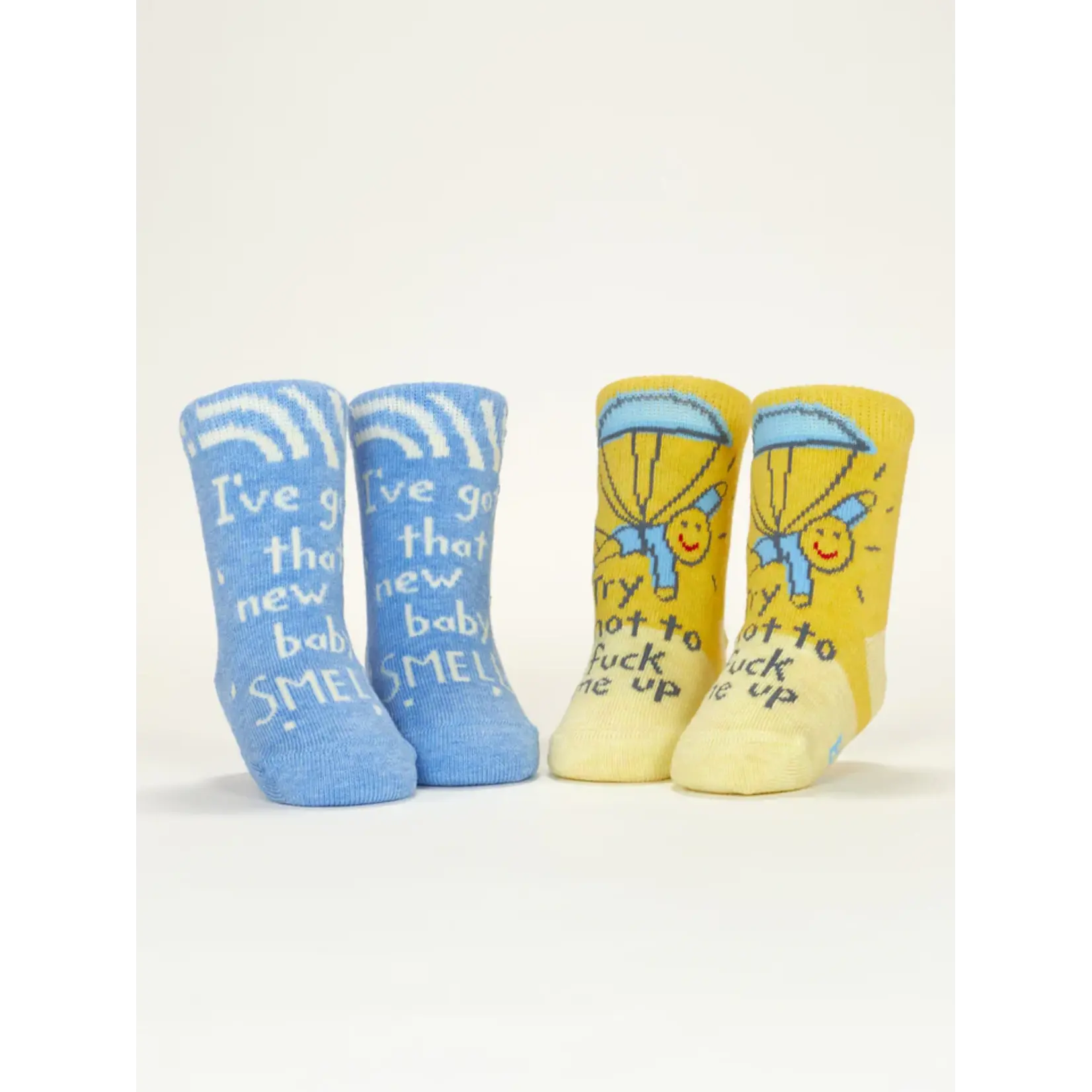 Blue Q I've Got That New Baby Smell/ Try Not To F+ck Me Up Baby Socks