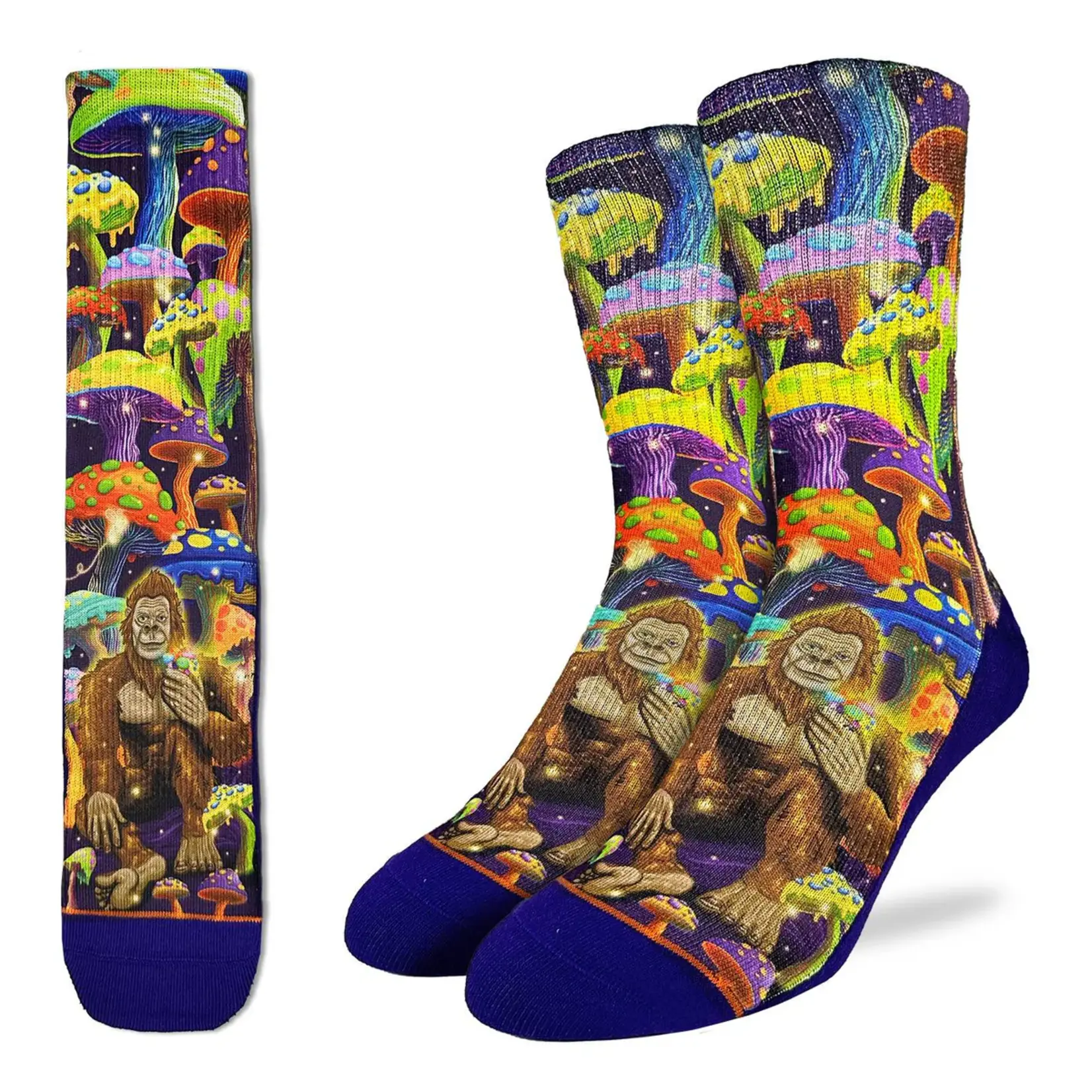 Good Luck Sock Men's Bigfoot Eating Mushrooms Socks