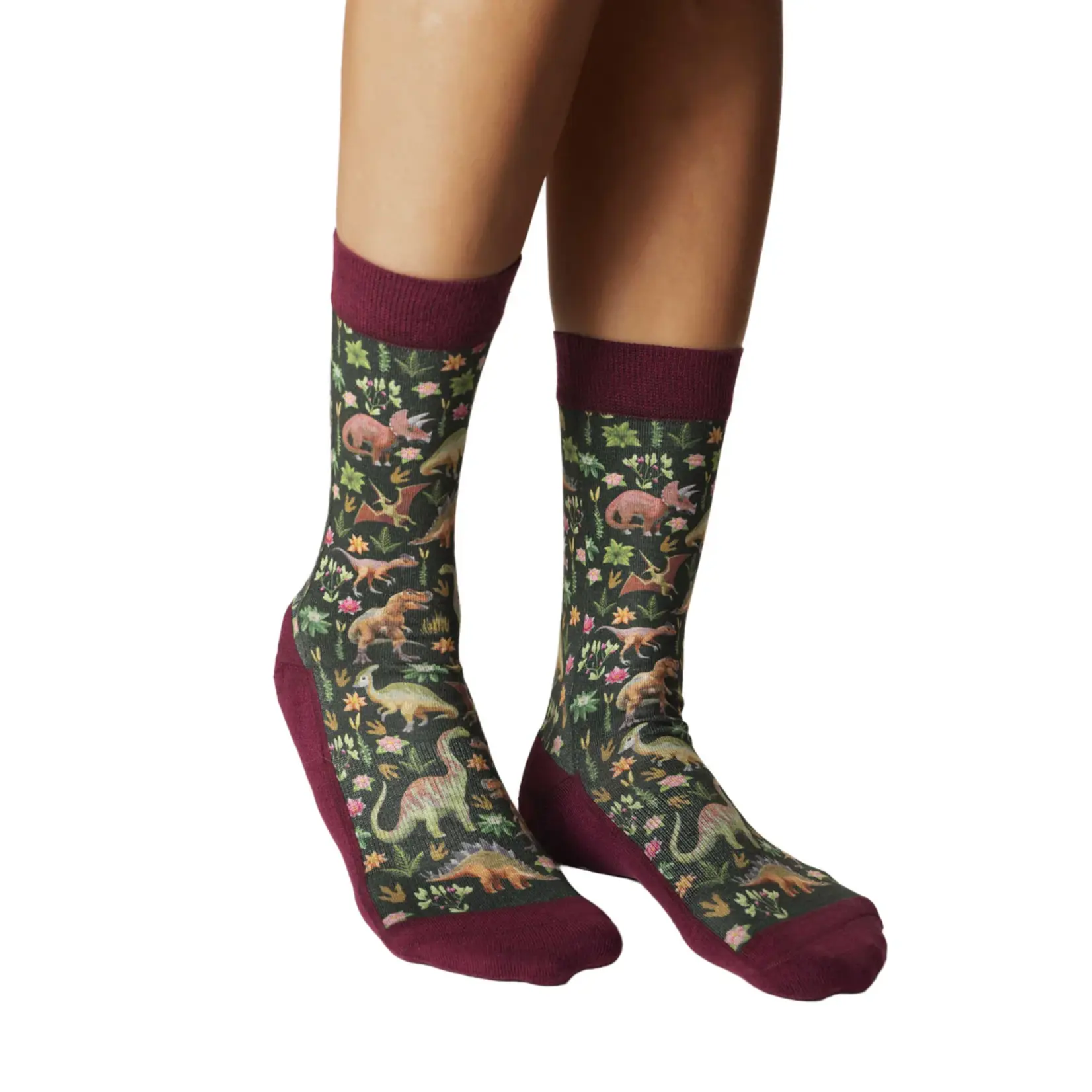 Good Luck Sock Women's Floral Dinosaurs Socks