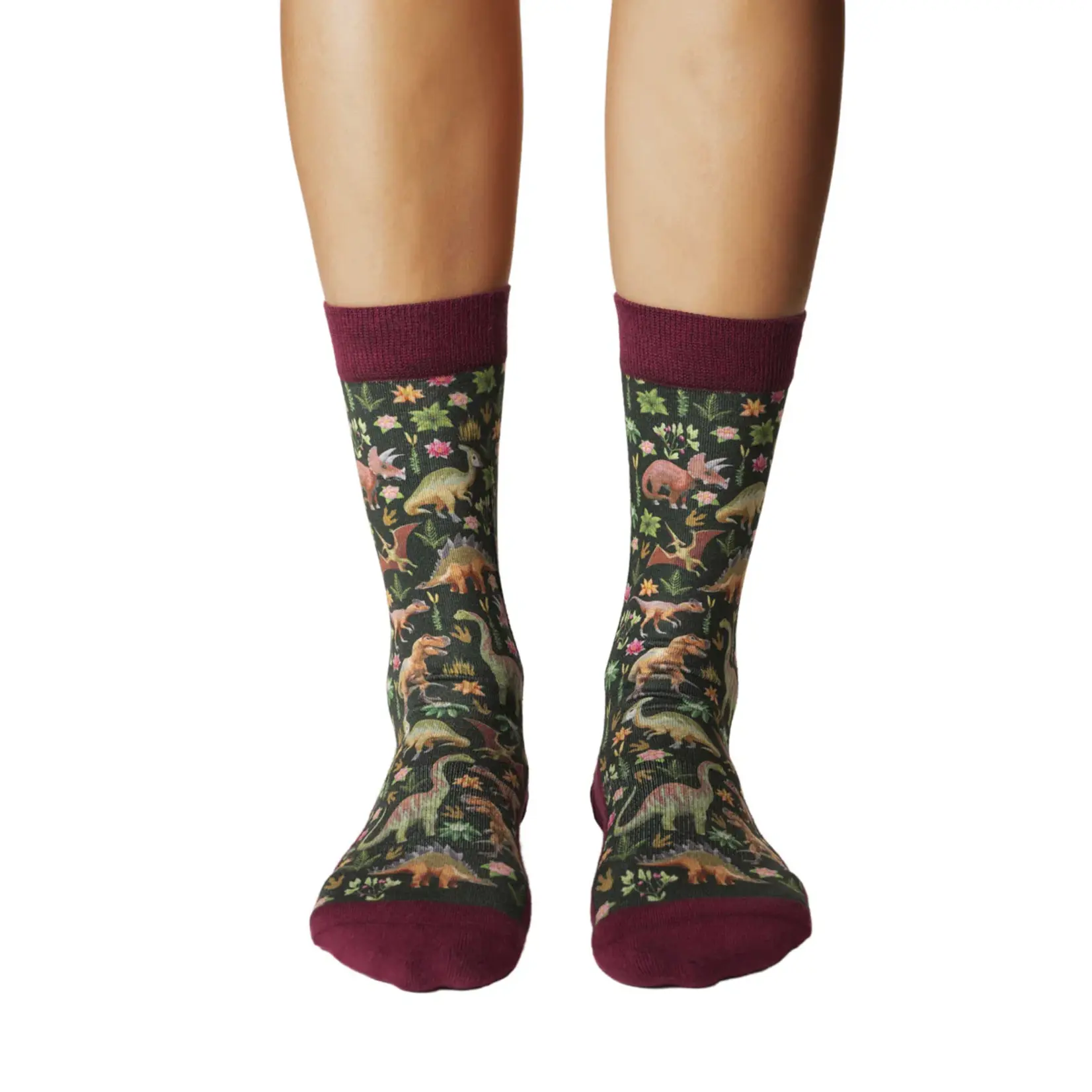 Good Luck Sock Women's Floral Dinosaurs Socks