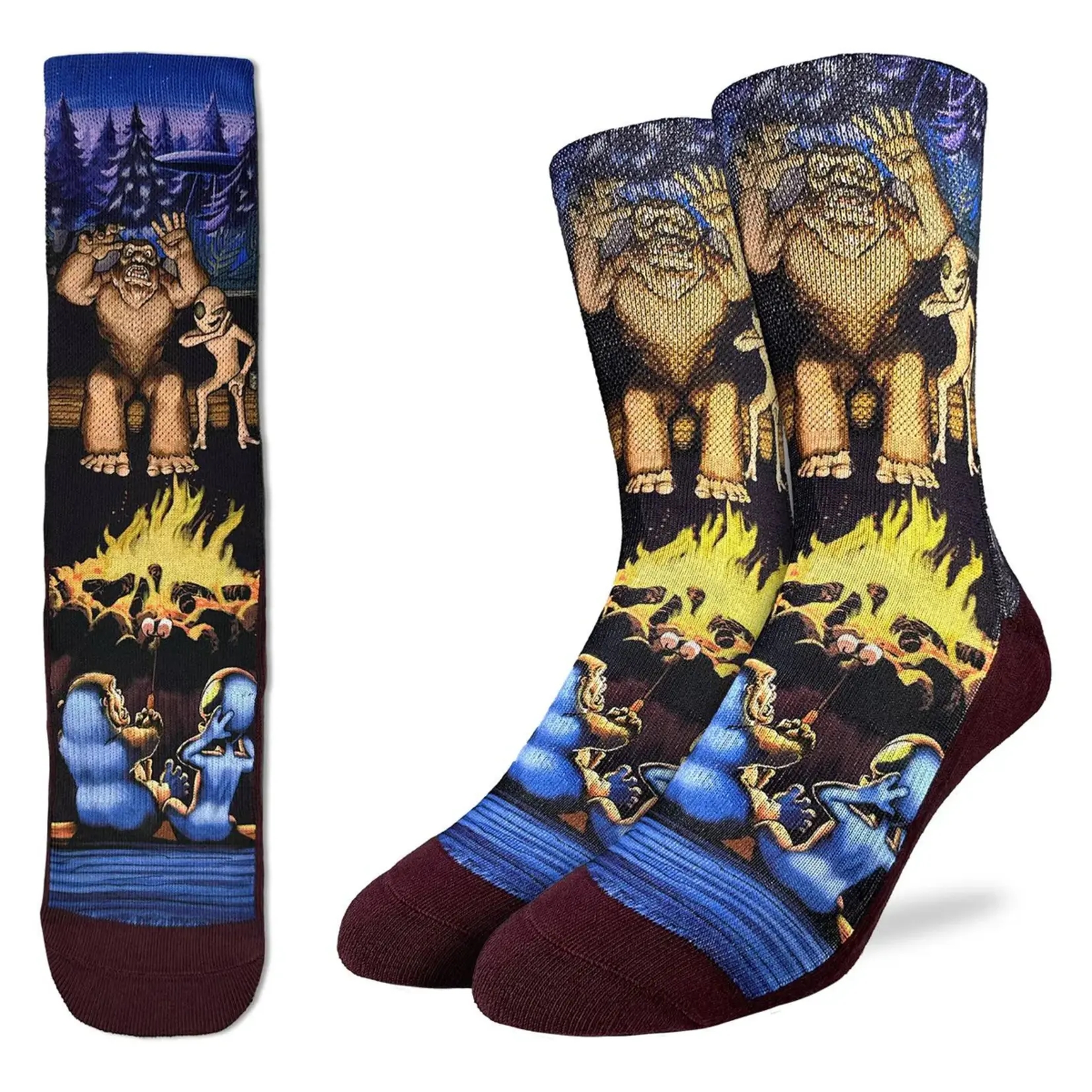 Good Luck Sock Men's Bigfoot and Alien Camping Socks