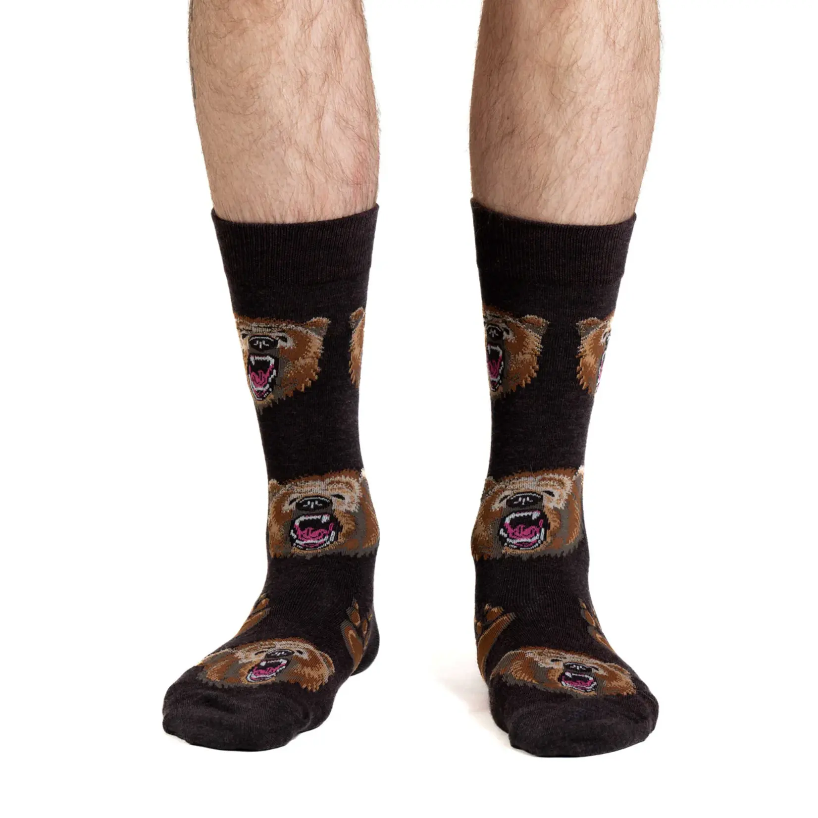 Good Luck Sock Men's Ankle Socks - Grizzly Bear
