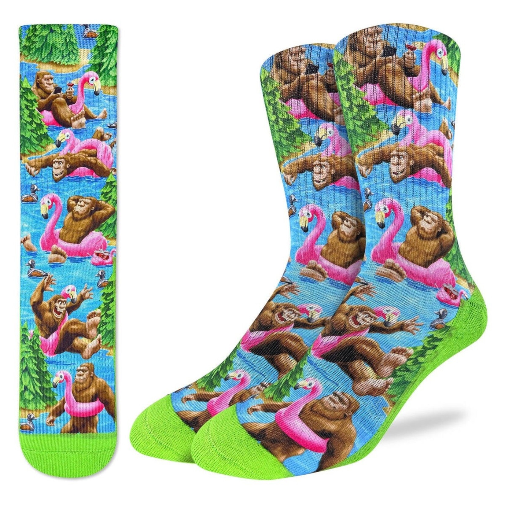 Good Luck Sock Men's Bigfoot Floating Down Lake Socks